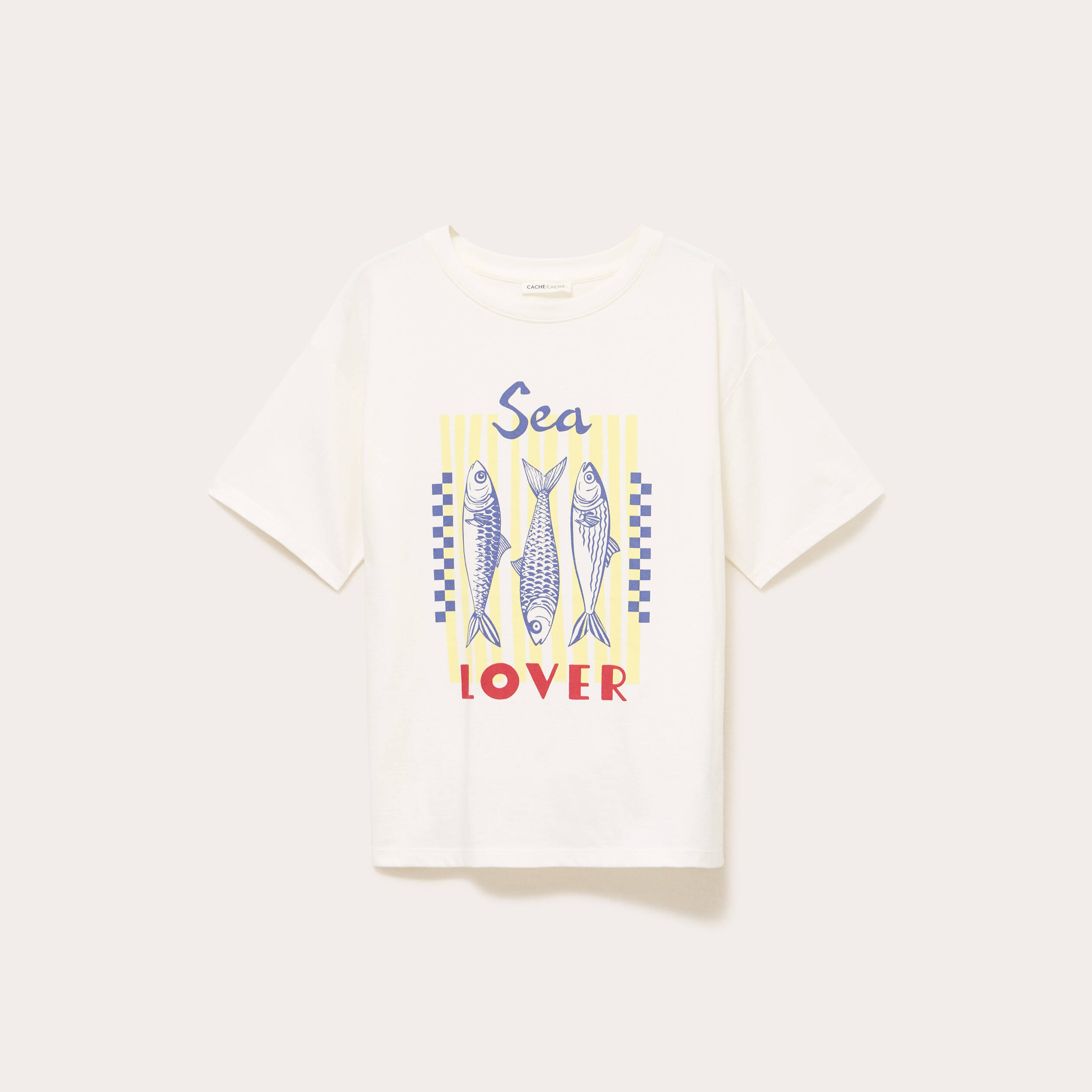 T-shirt oversize manches courtes ecru femme