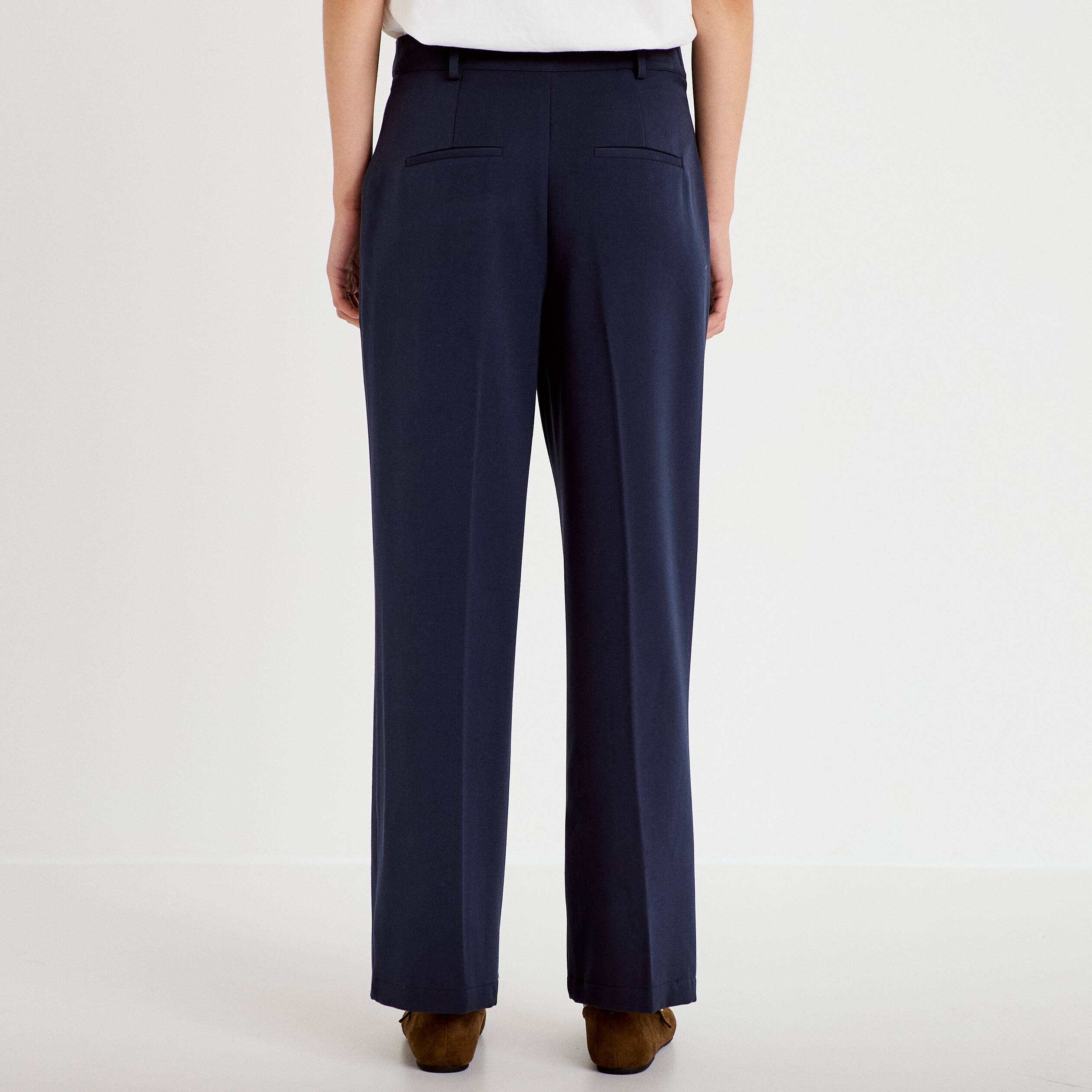 Pantalon large ventre plat bleu marine femme