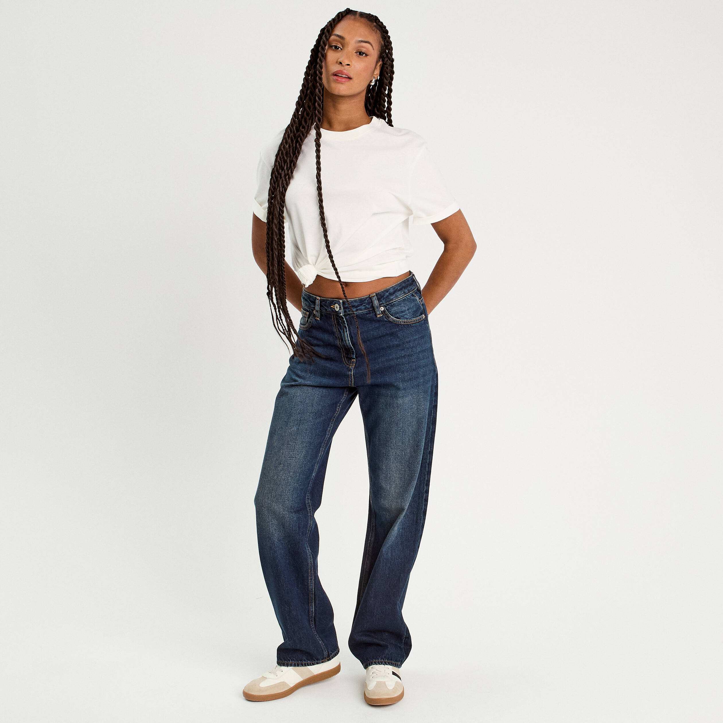 Jeans droit 5 poches denim stone femme