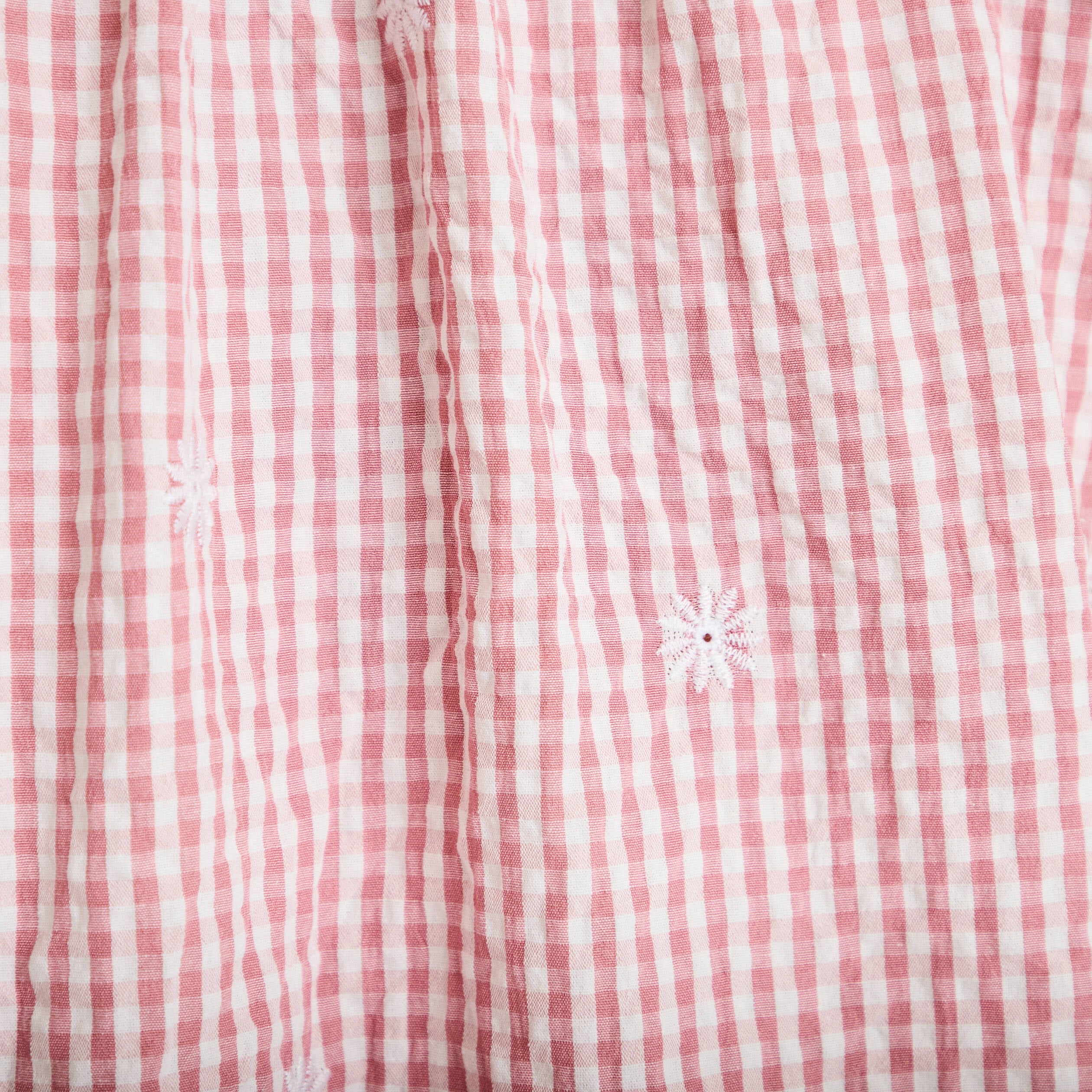 Blouse vichy brod&eacute;e rose femme