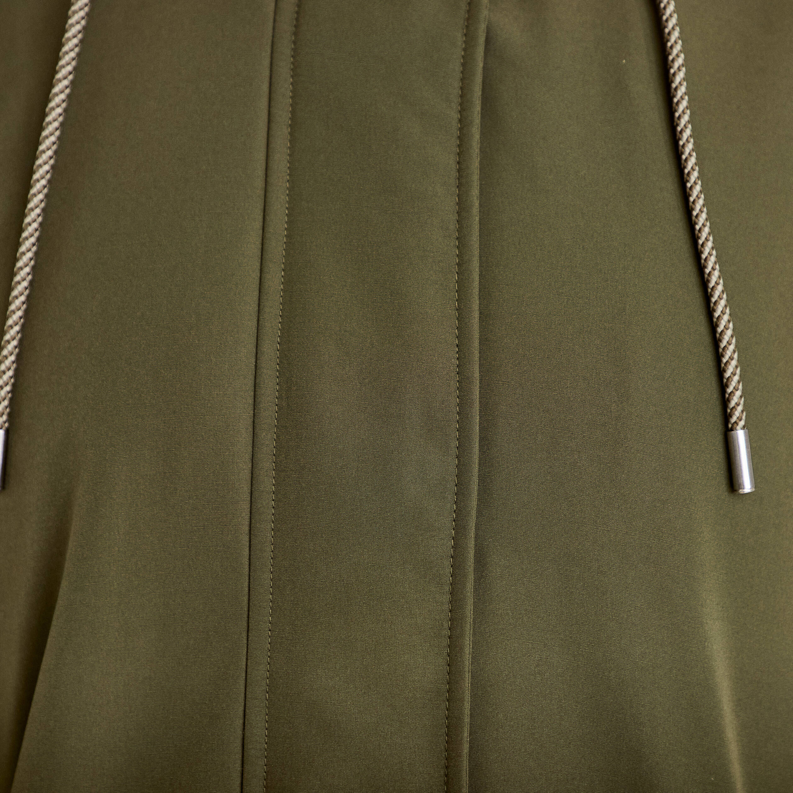 Parka courte &agrave; capuche manches longues vert kaki femme