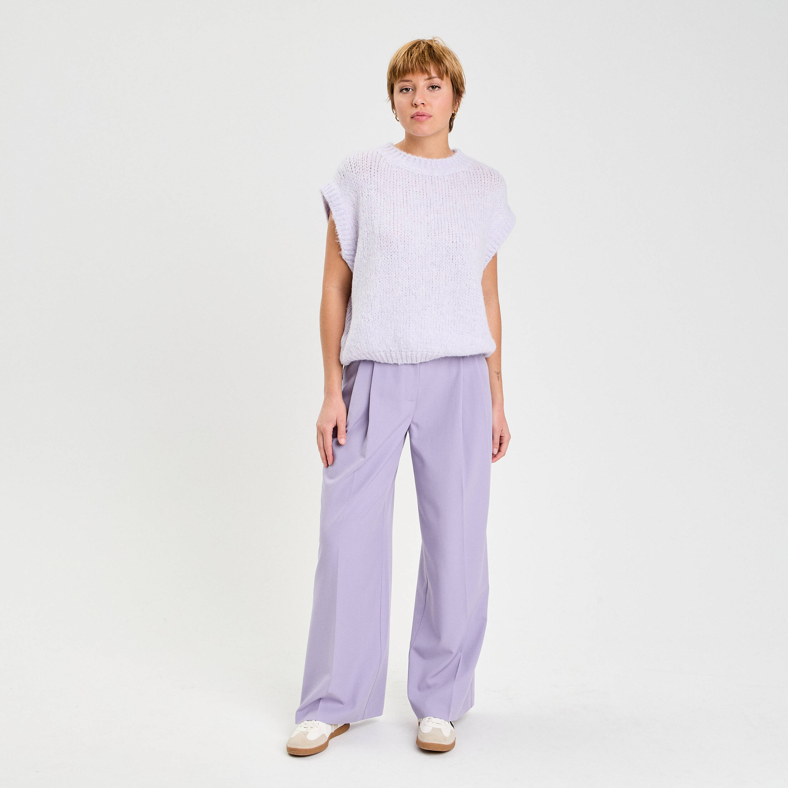 Pantalon large &agrave; pinces parme femme
