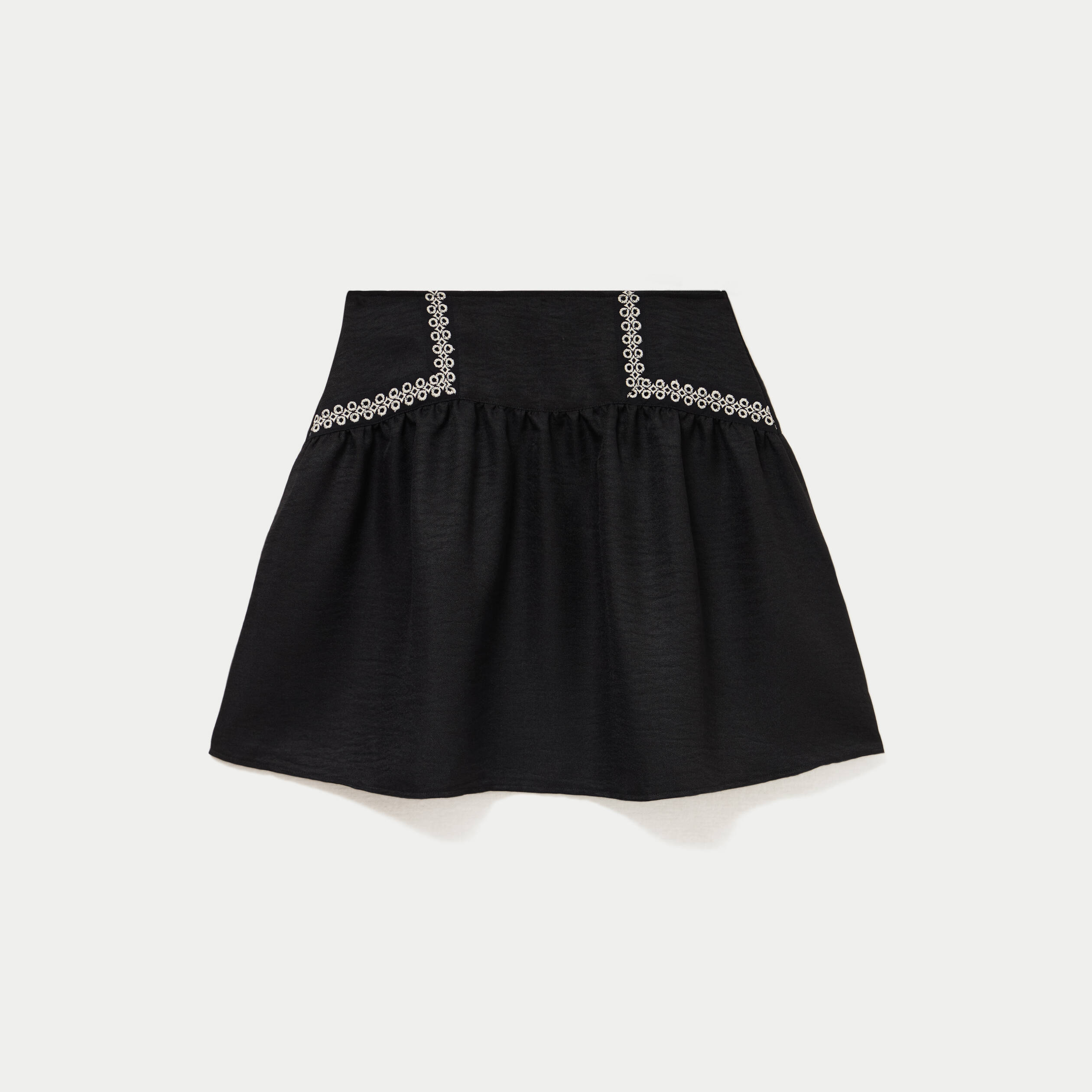 Jupe courte &eacute;vas&eacute;e taille haute noir femme
