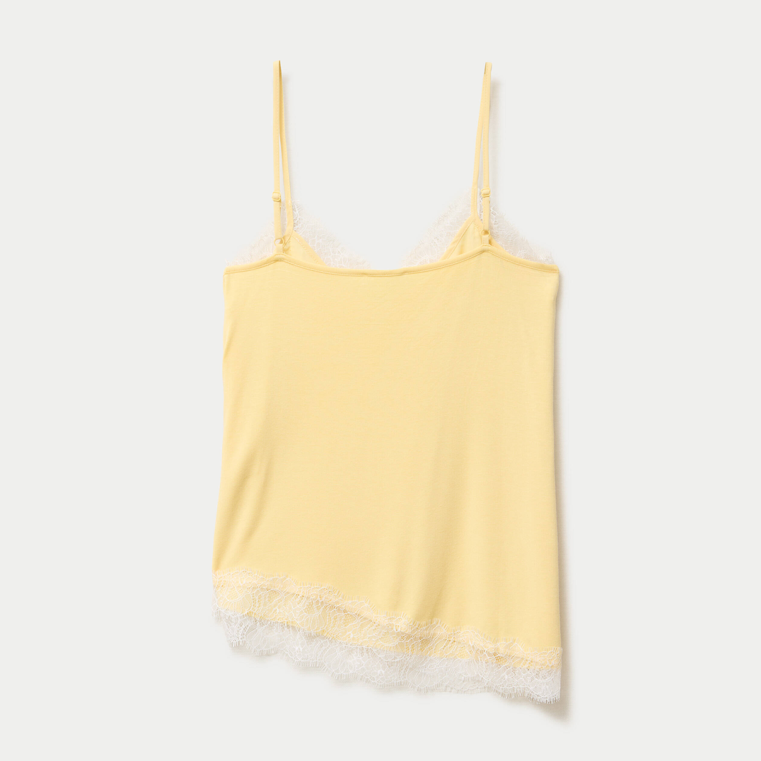D&eacute;bardeur ajust&eacute; d&eacute;collet&eacute; dentelle jaune clair femme