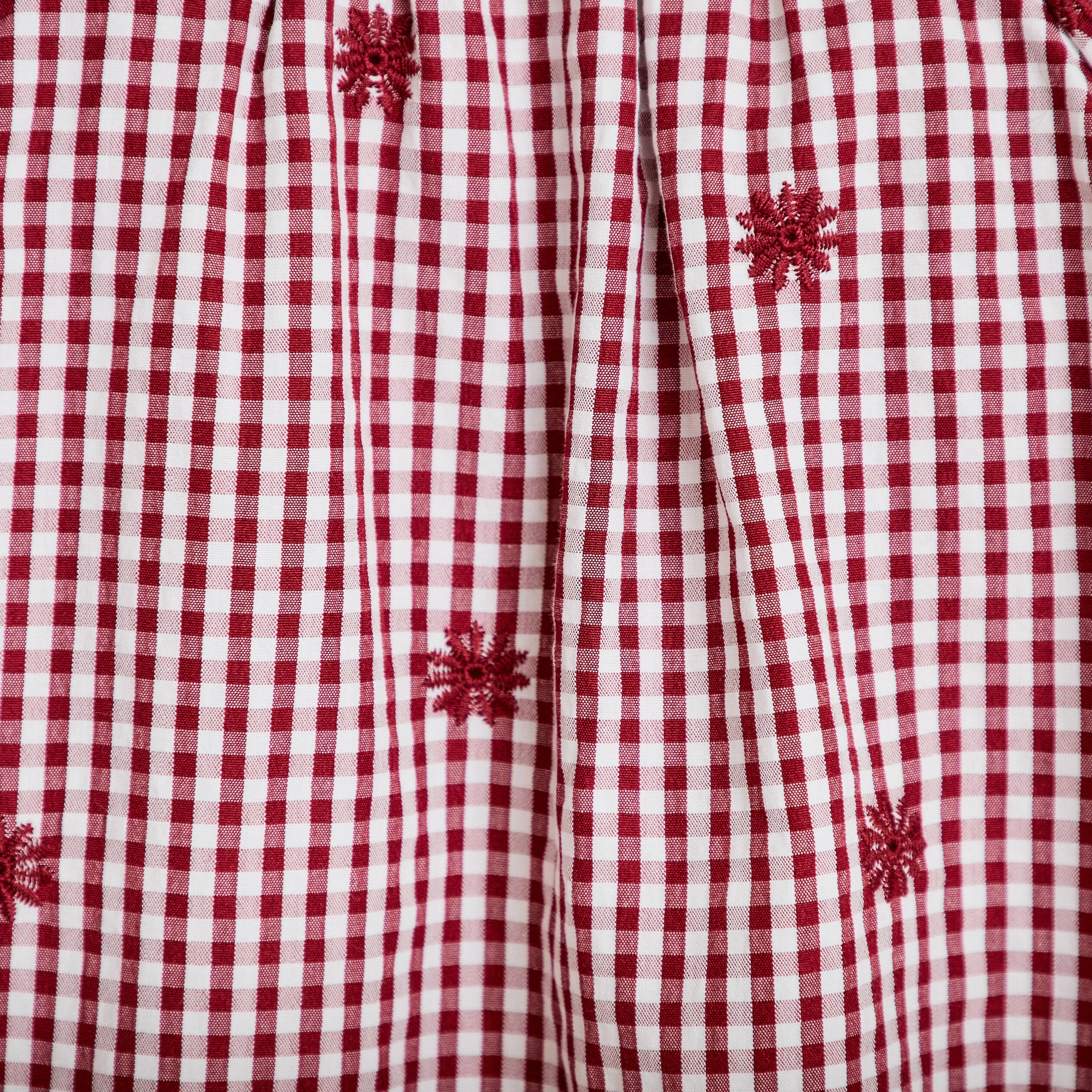 Blouse vichy brod&eacute;e rouge femme