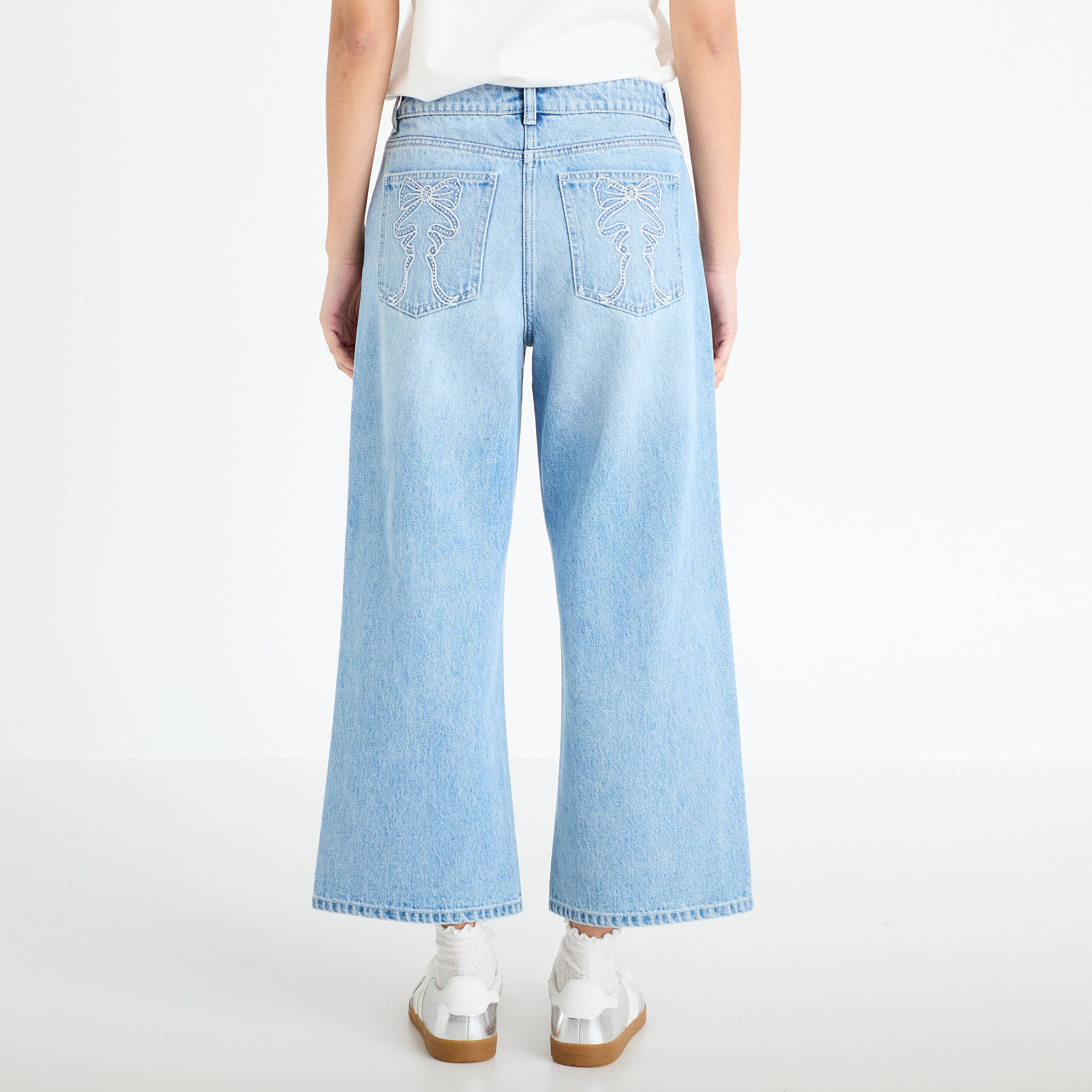 Jean wide leg cropped Bridgerton denim triple stone femme