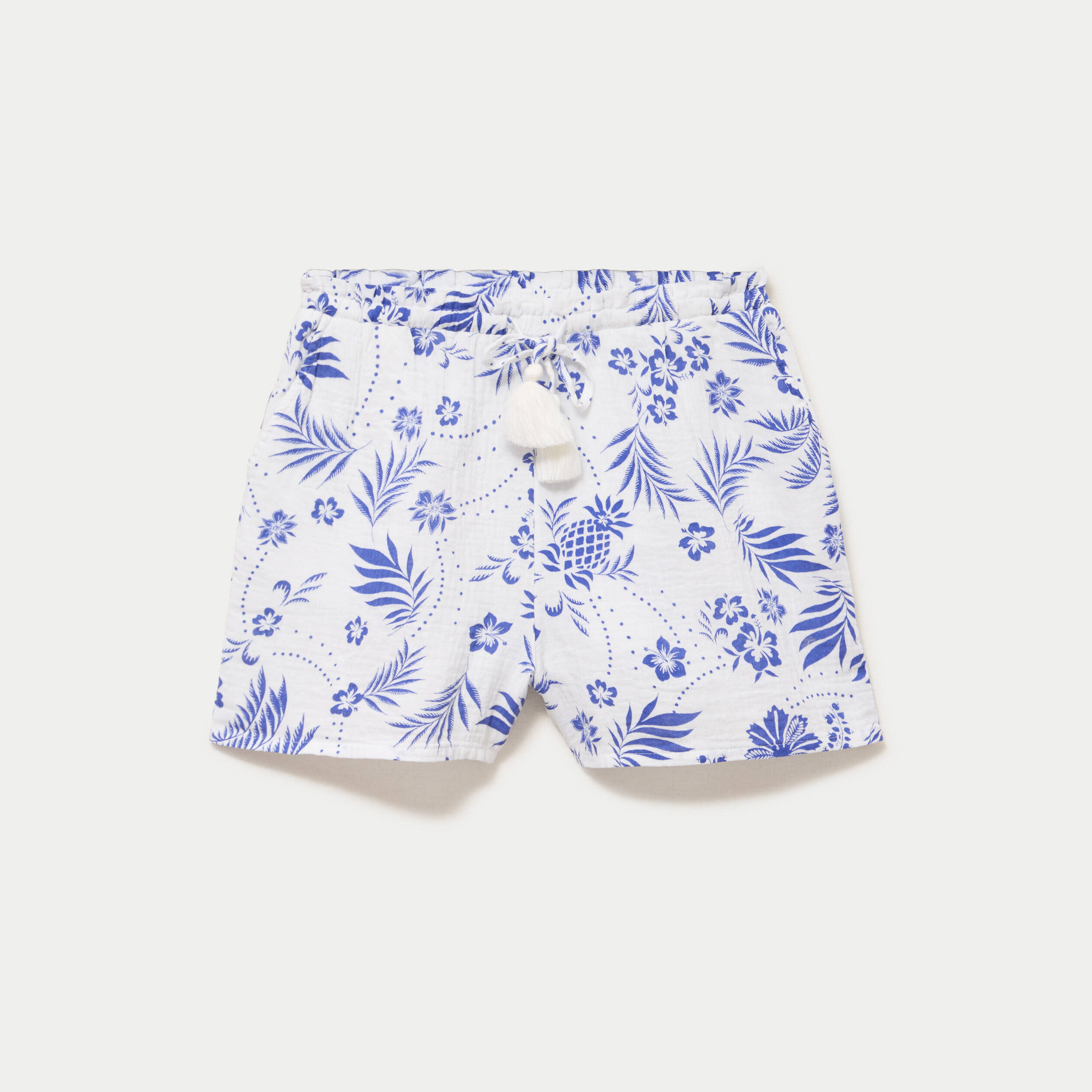 Short pliss&eacute; blanc femme