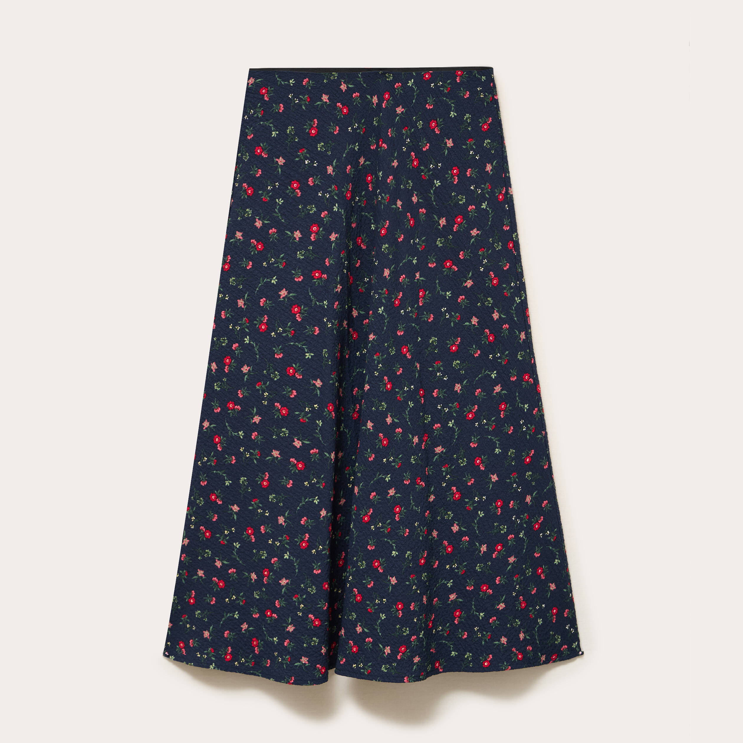 Jupe &eacute;vas&eacute;e longueur 3/4 bleu marine femme