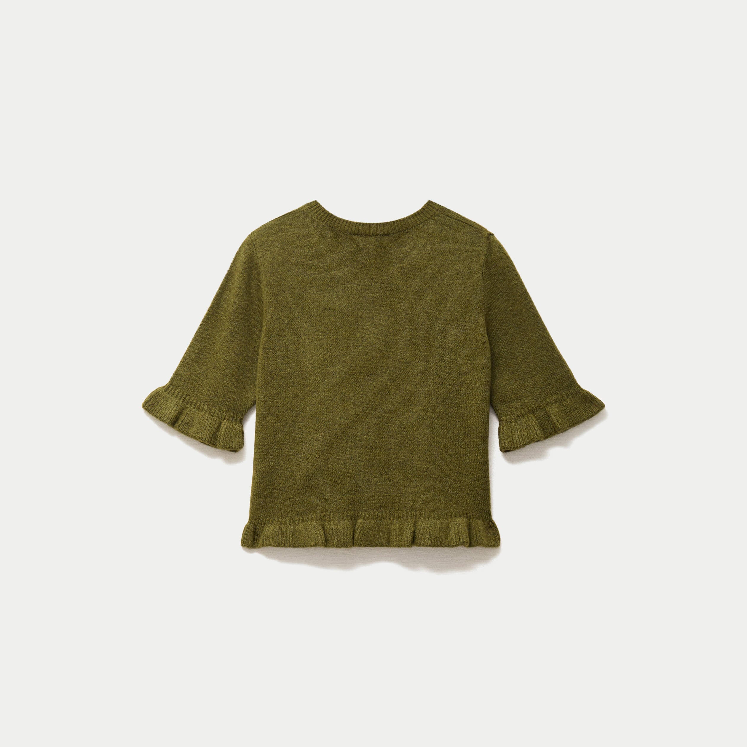 Pull col rond manches courtes vert fonc&eacute; femme
