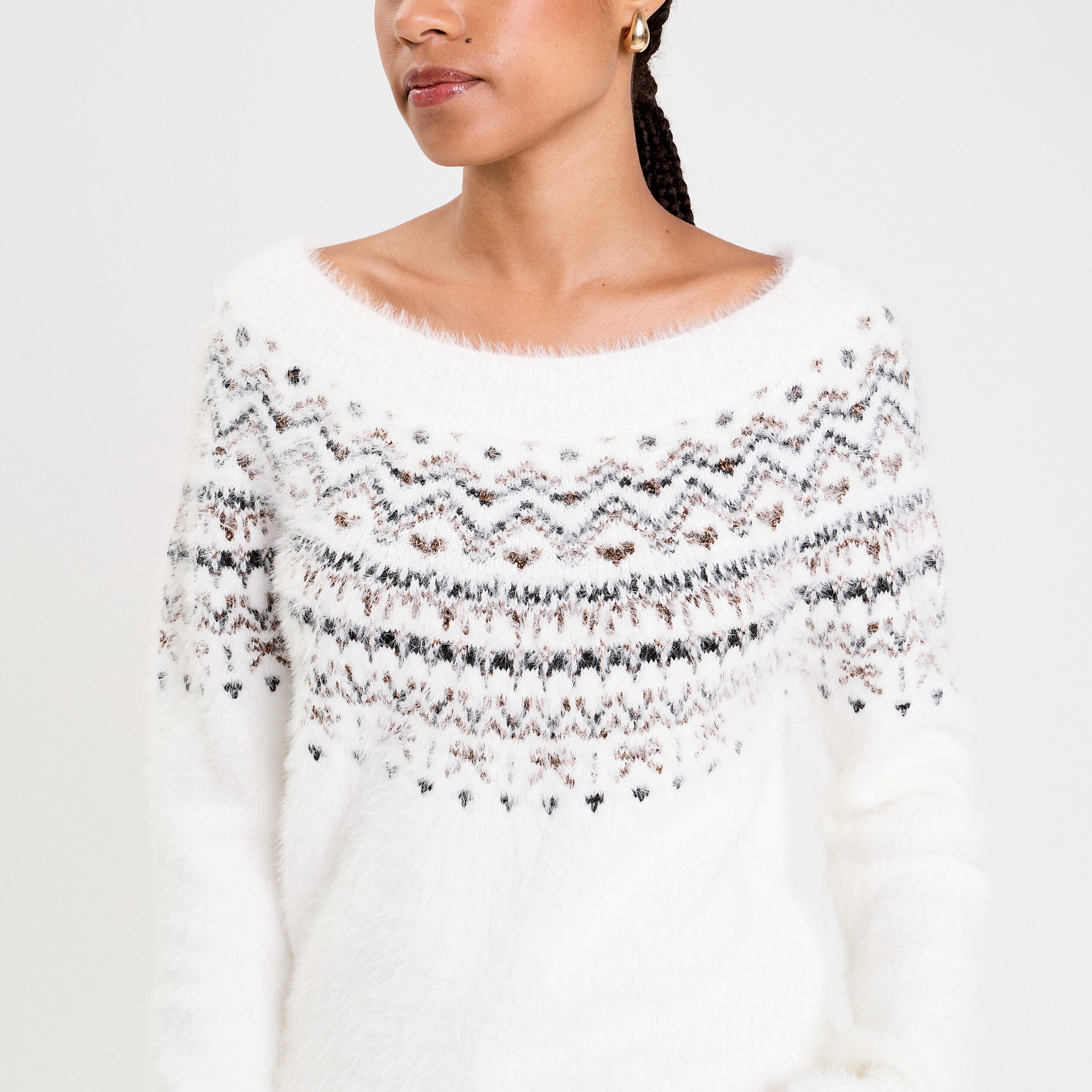 Pull manches longues ecru femme | Cache Cache