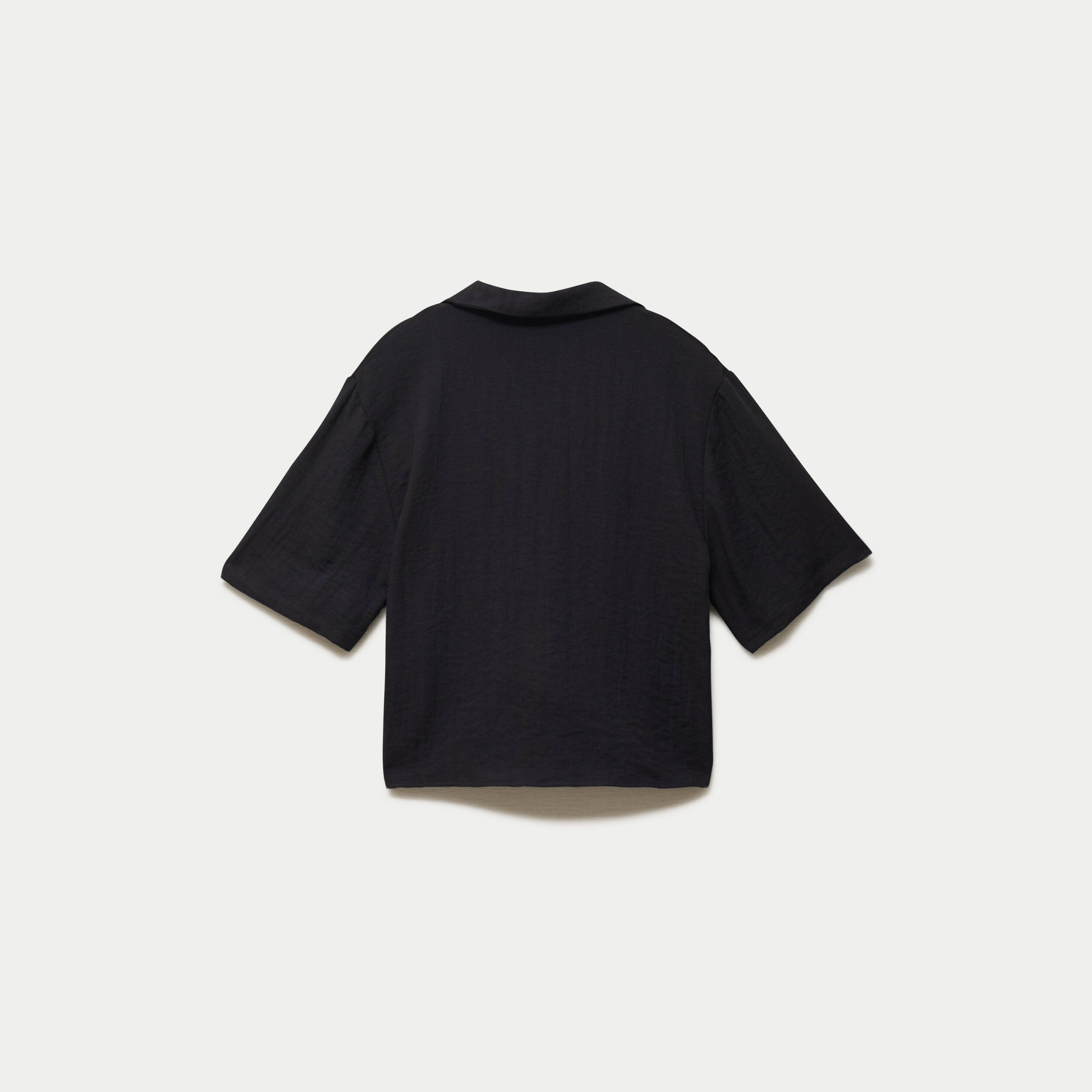 Chemise droite pliss&eacute;e manches courtes noir femme
