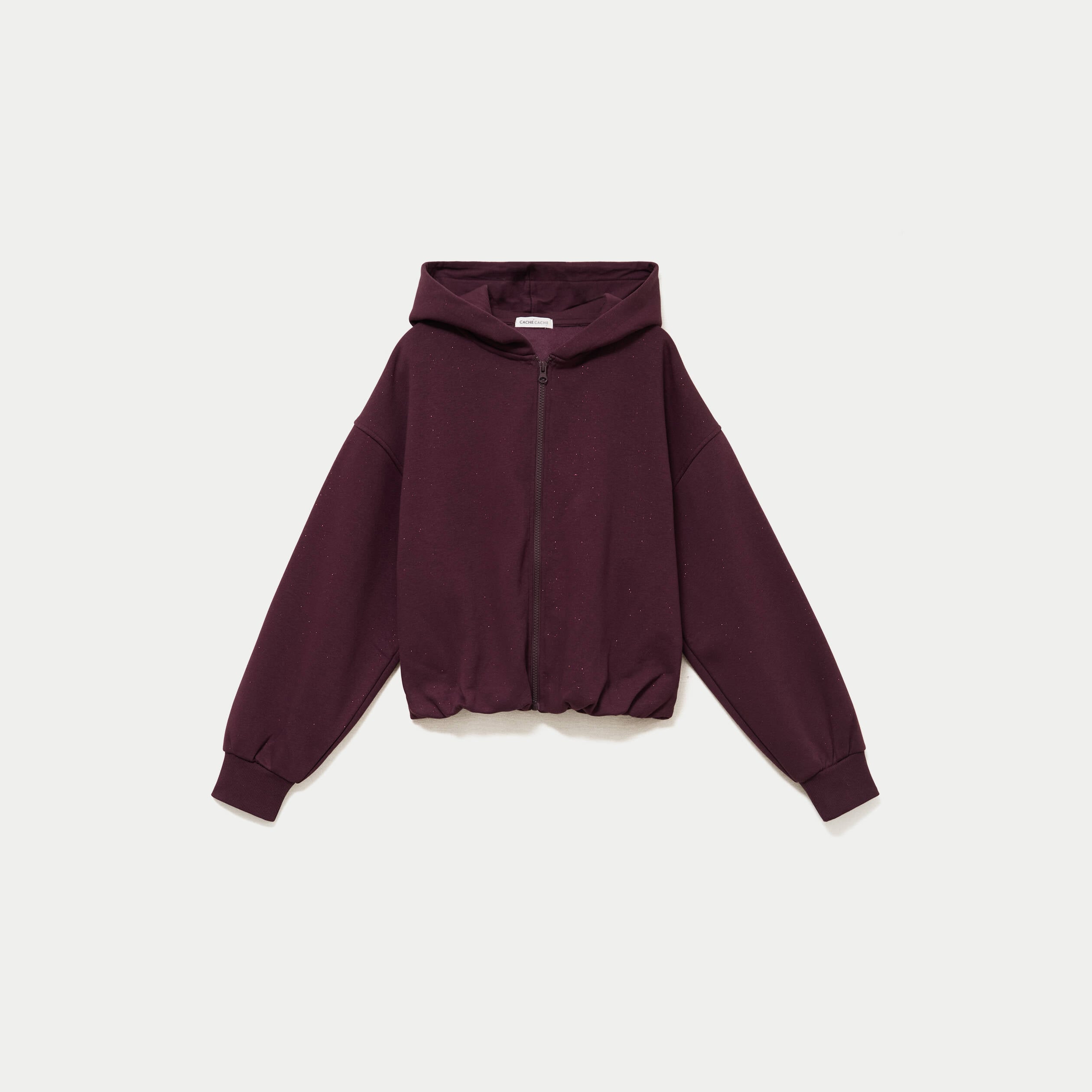 Sweat &agrave; capuche bas resserr&eacute; violet fonc&eacute; femme