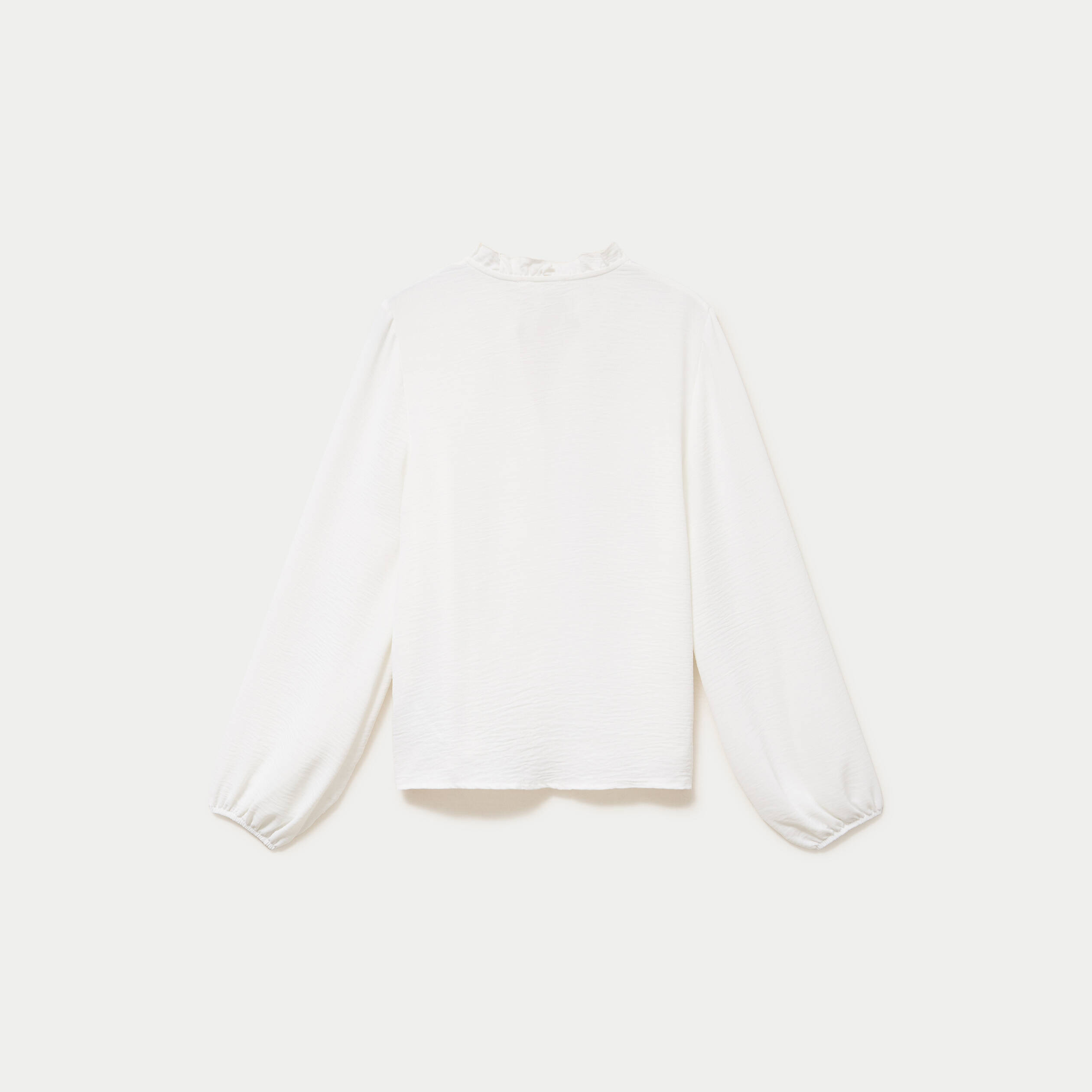 Blouse droite col mao manches longues ecru femme