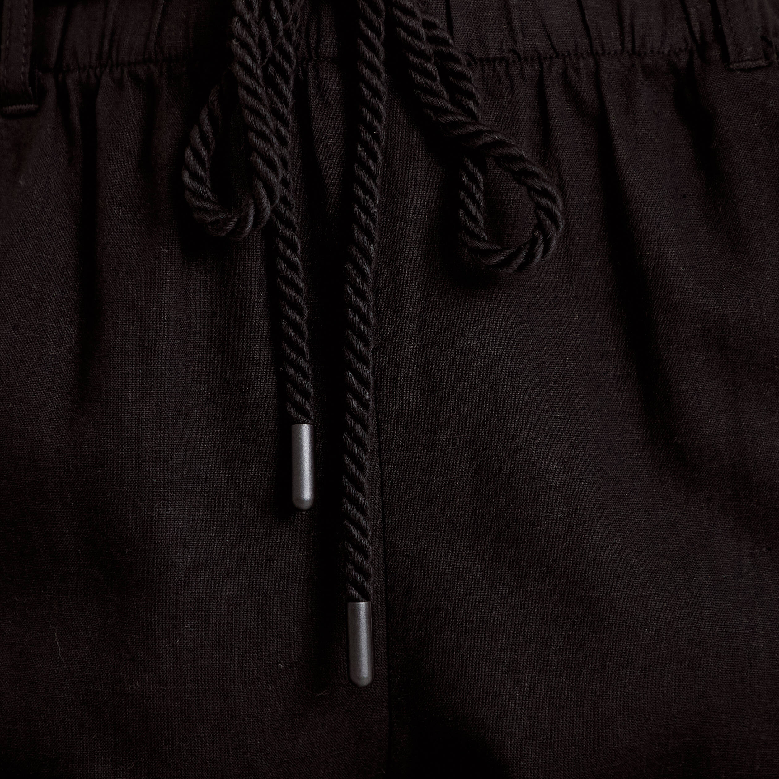 Pantalon large 7/8&egrave;me taille haute noir femme