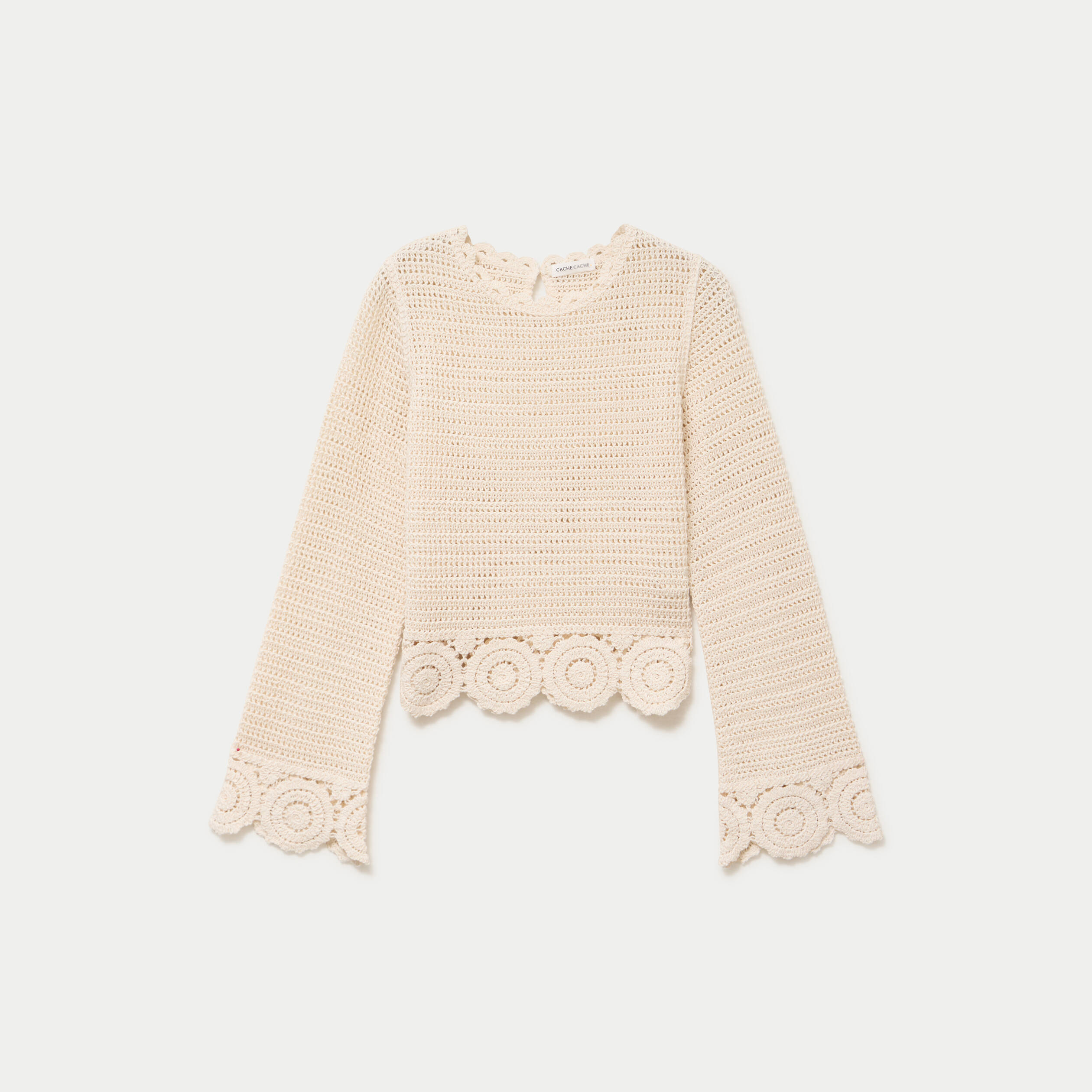Pull manches longues ecru femme