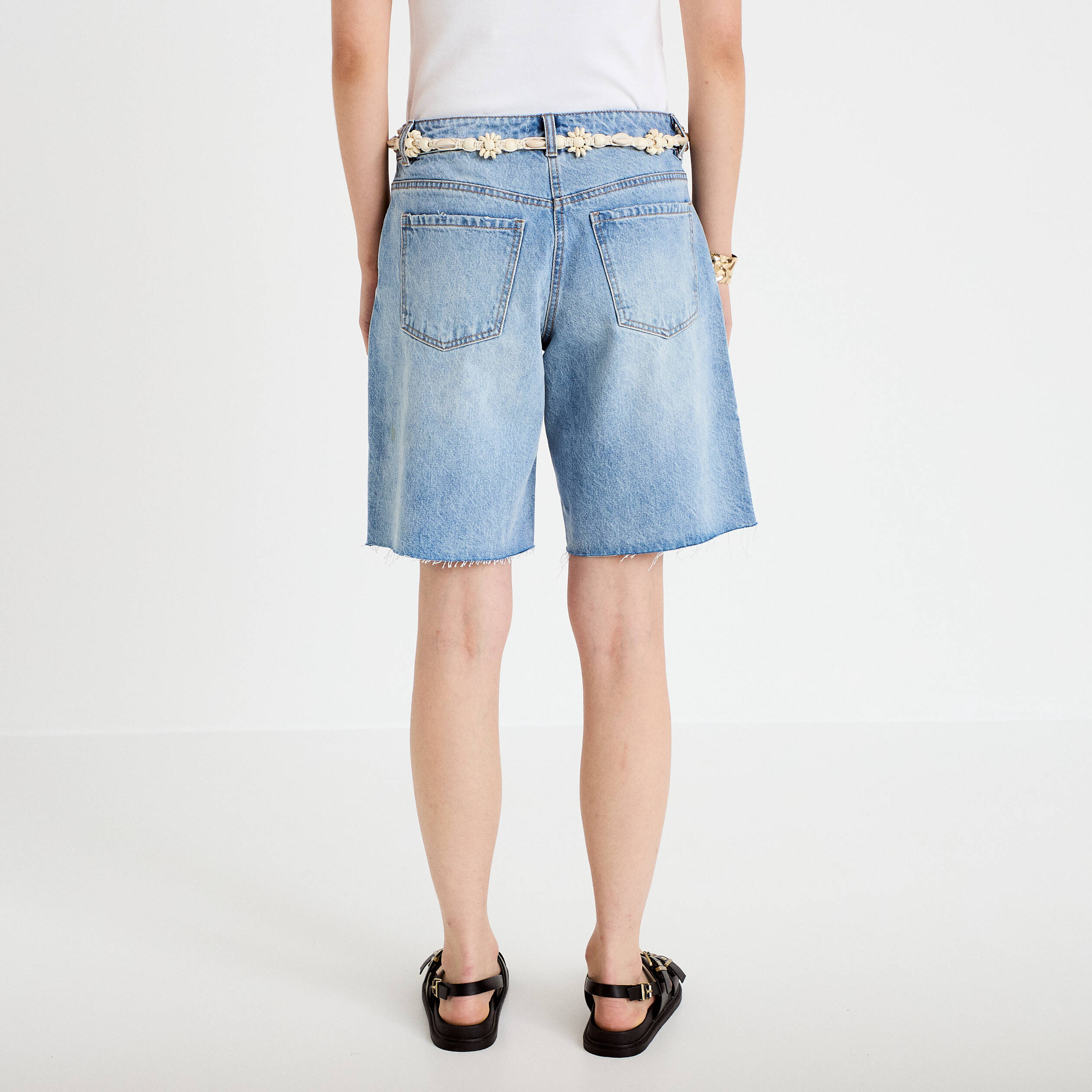 Bermuda en jean avec ceinture amovible denim triple stone femme
