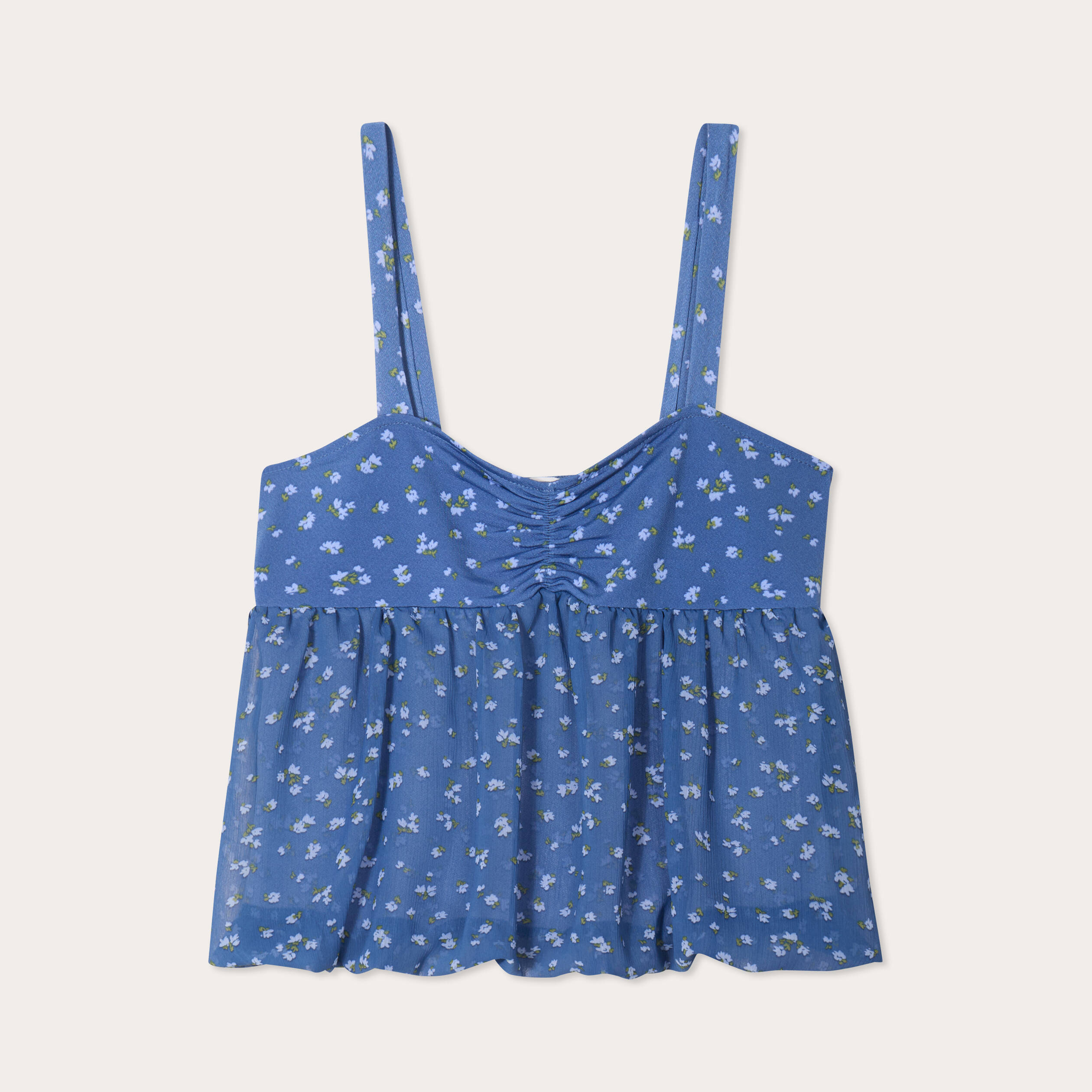 Top bretelles fines bleu fonc&eacute; femme