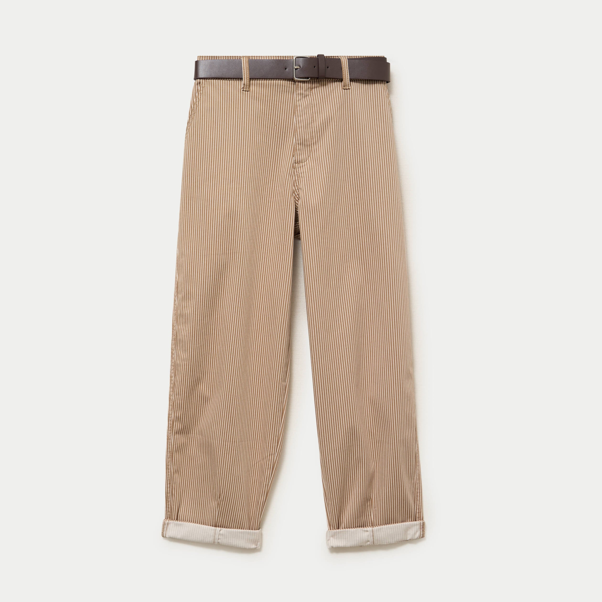 Pantalon chino 7/8&egrave;me taille &eacute;lastiqu&eacute;e taupe femme
