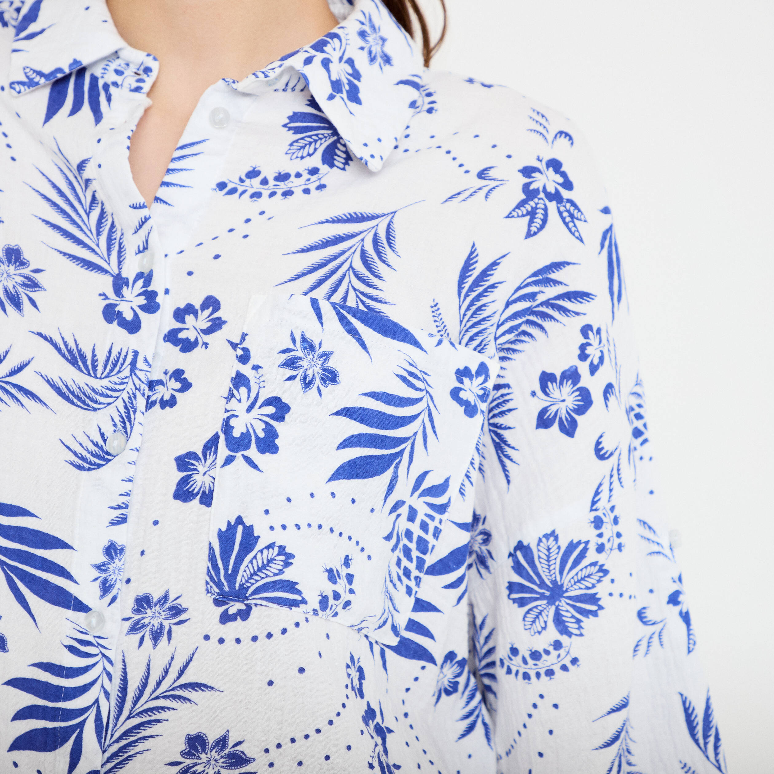 Chemise manches 3/4 blanc femme