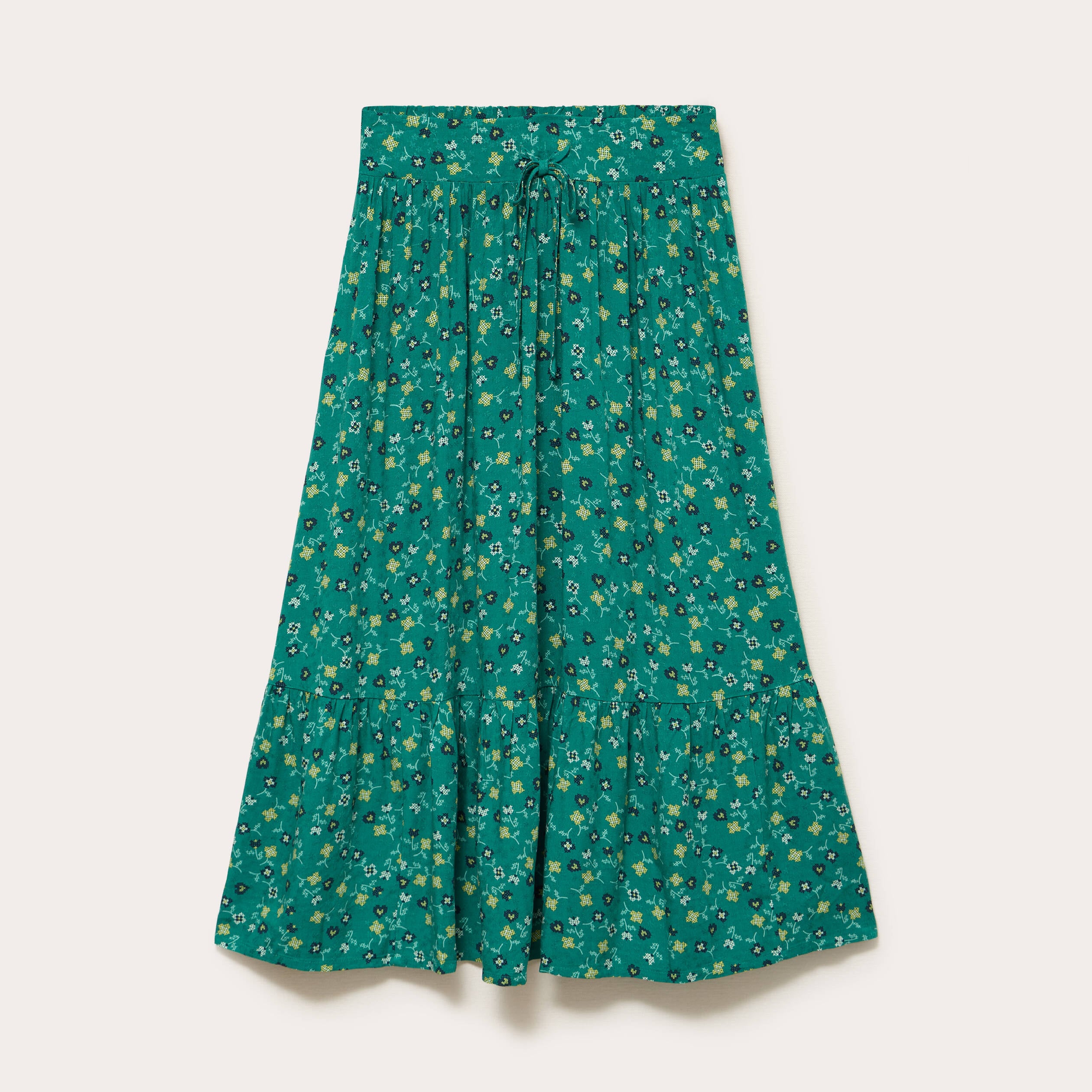 Jupe longue &eacute;vas&eacute;e vert femme