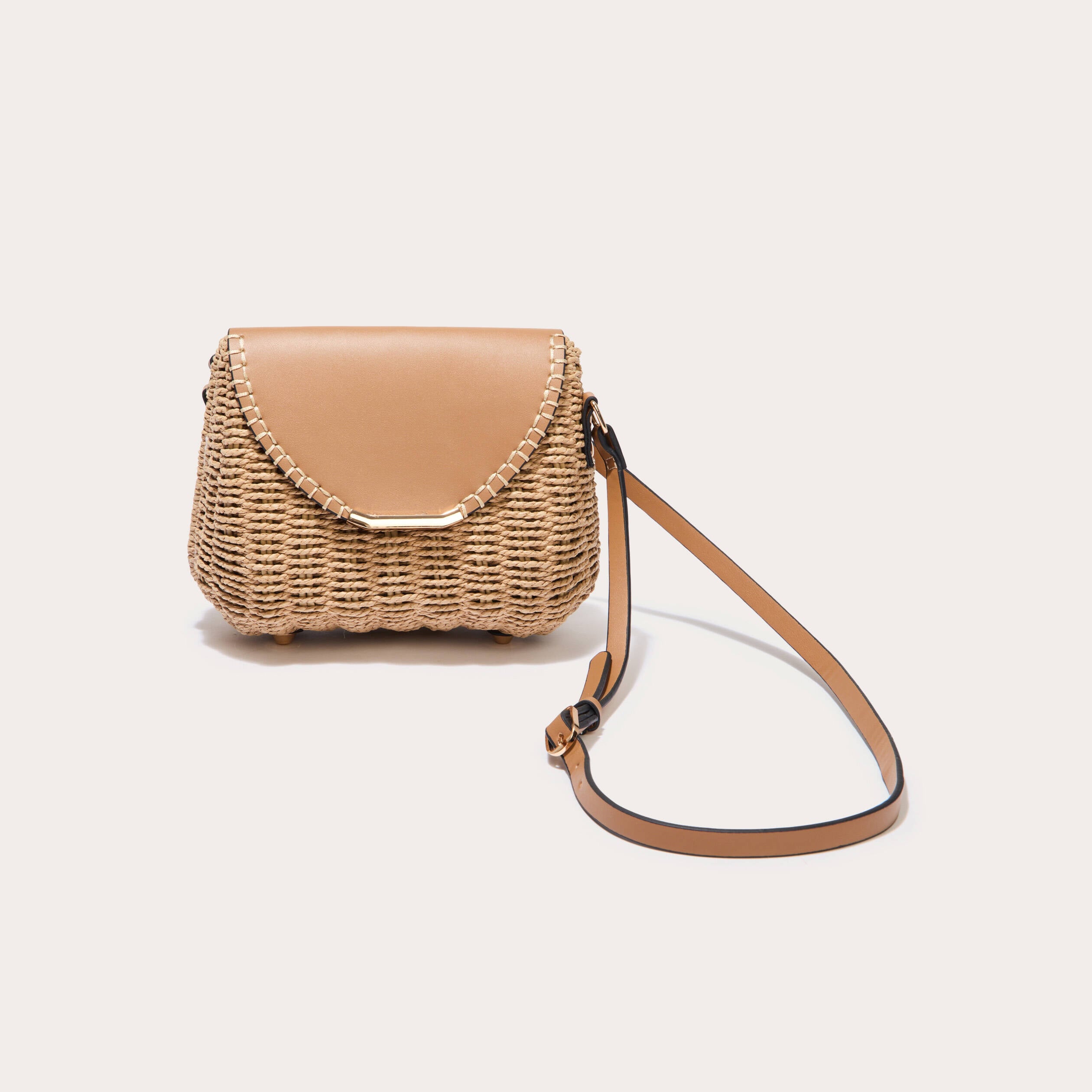 Sac bo&icirc;te paille camel femme