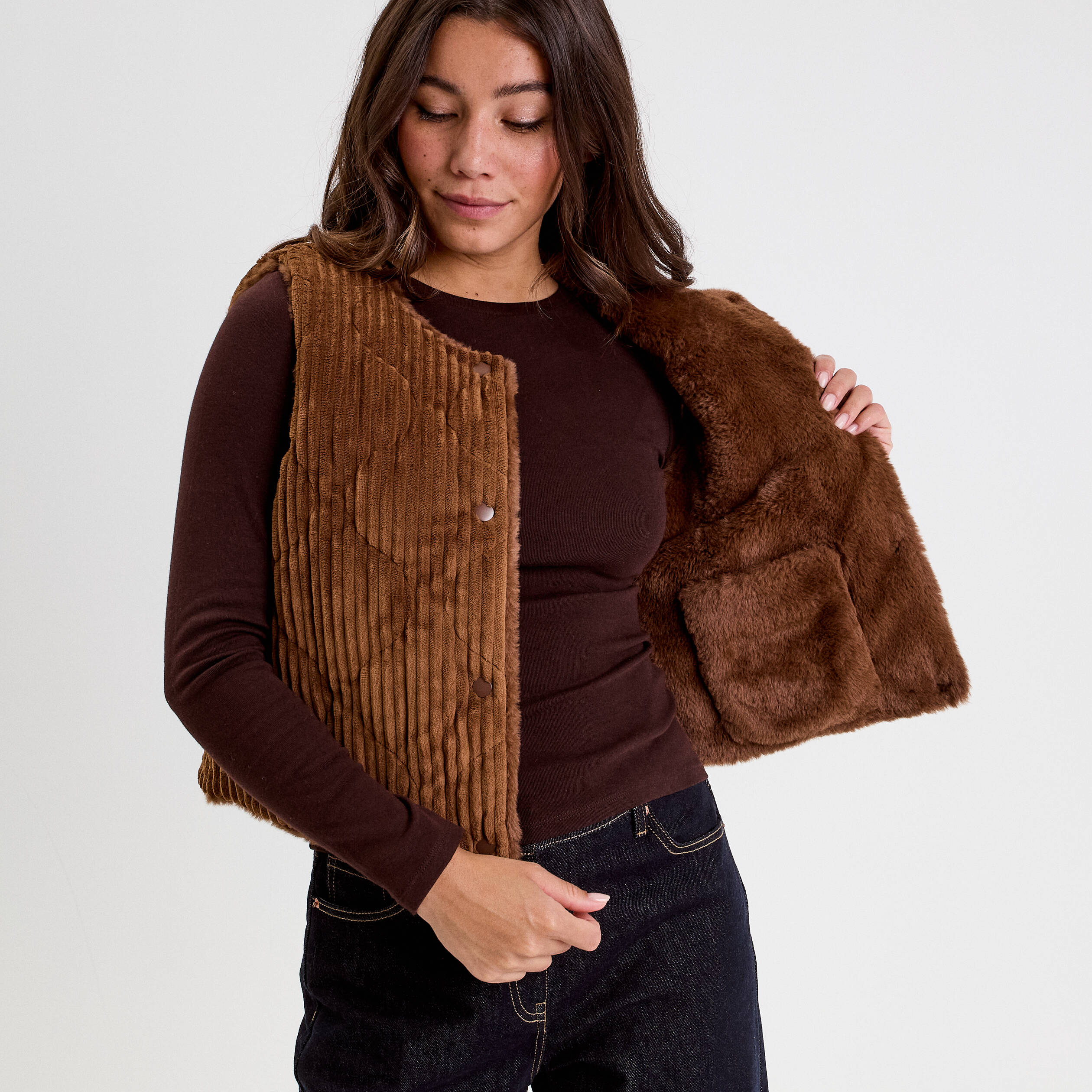 ZIRONG Gilet Pull sans Manche Femme,Pull sans Manches De Printemps/Veste en Laine Mélangée Pied-De-Poule/Débardeurs À Col en V pour Femmes,XL