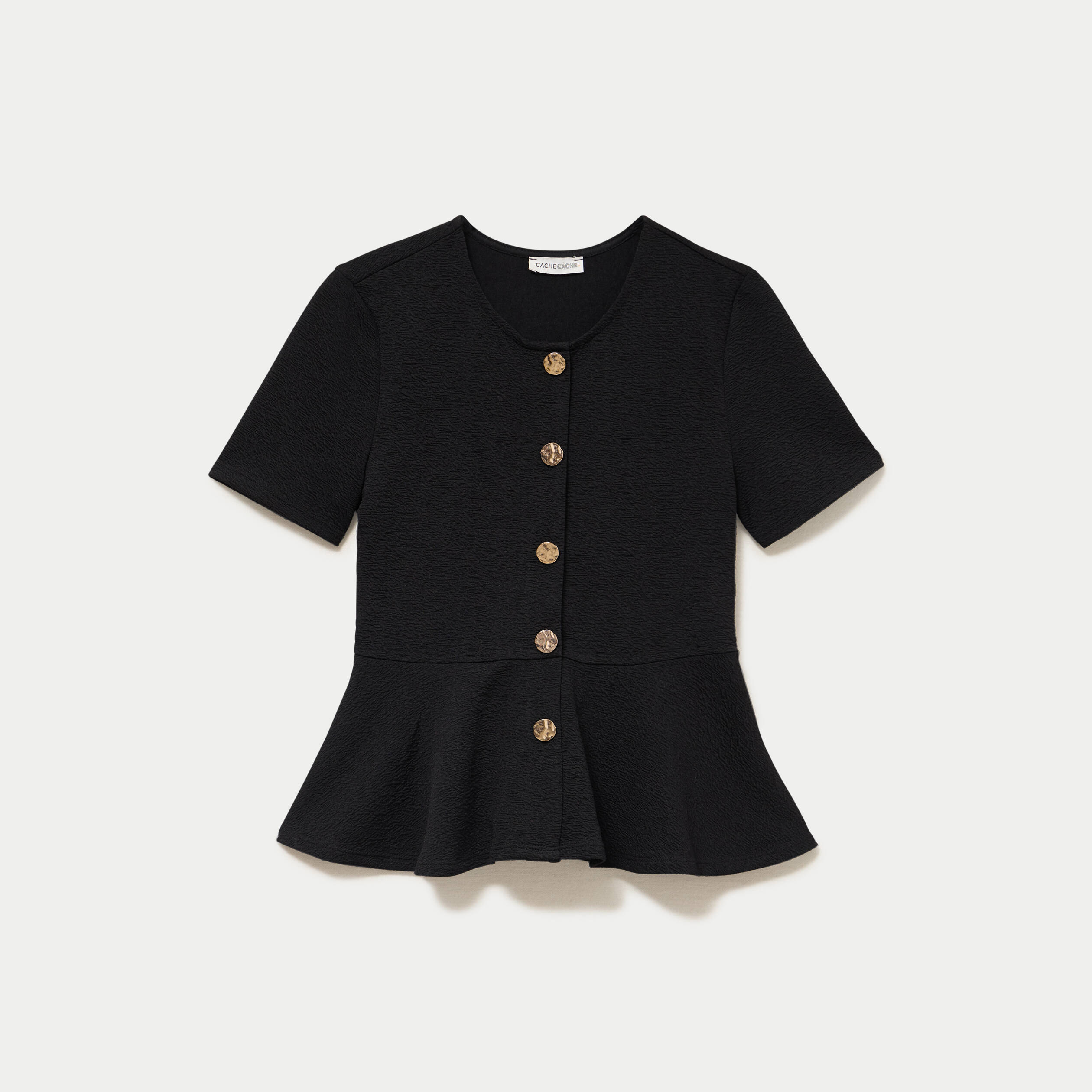 Top cintr&eacute; p&eacute;plum noir femme