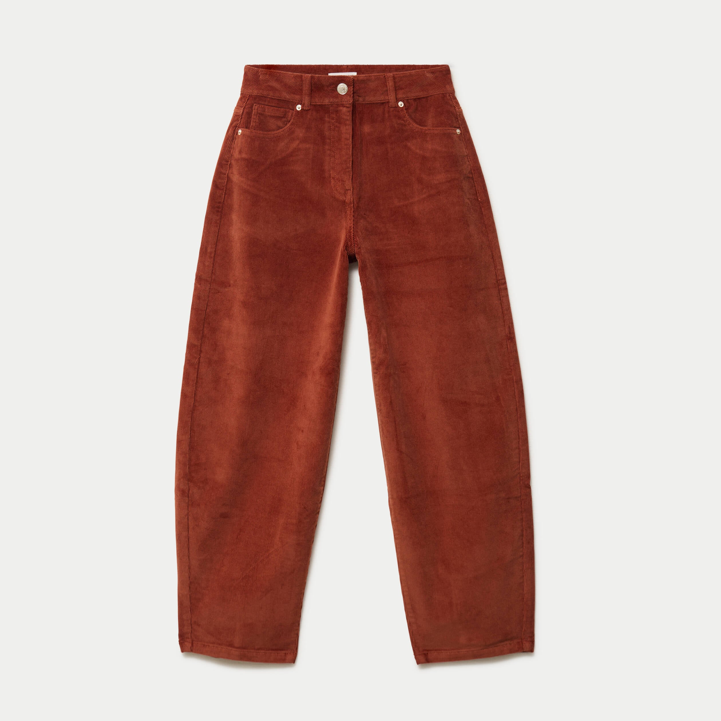 Pantalon bootcut en velours marron cognac femme