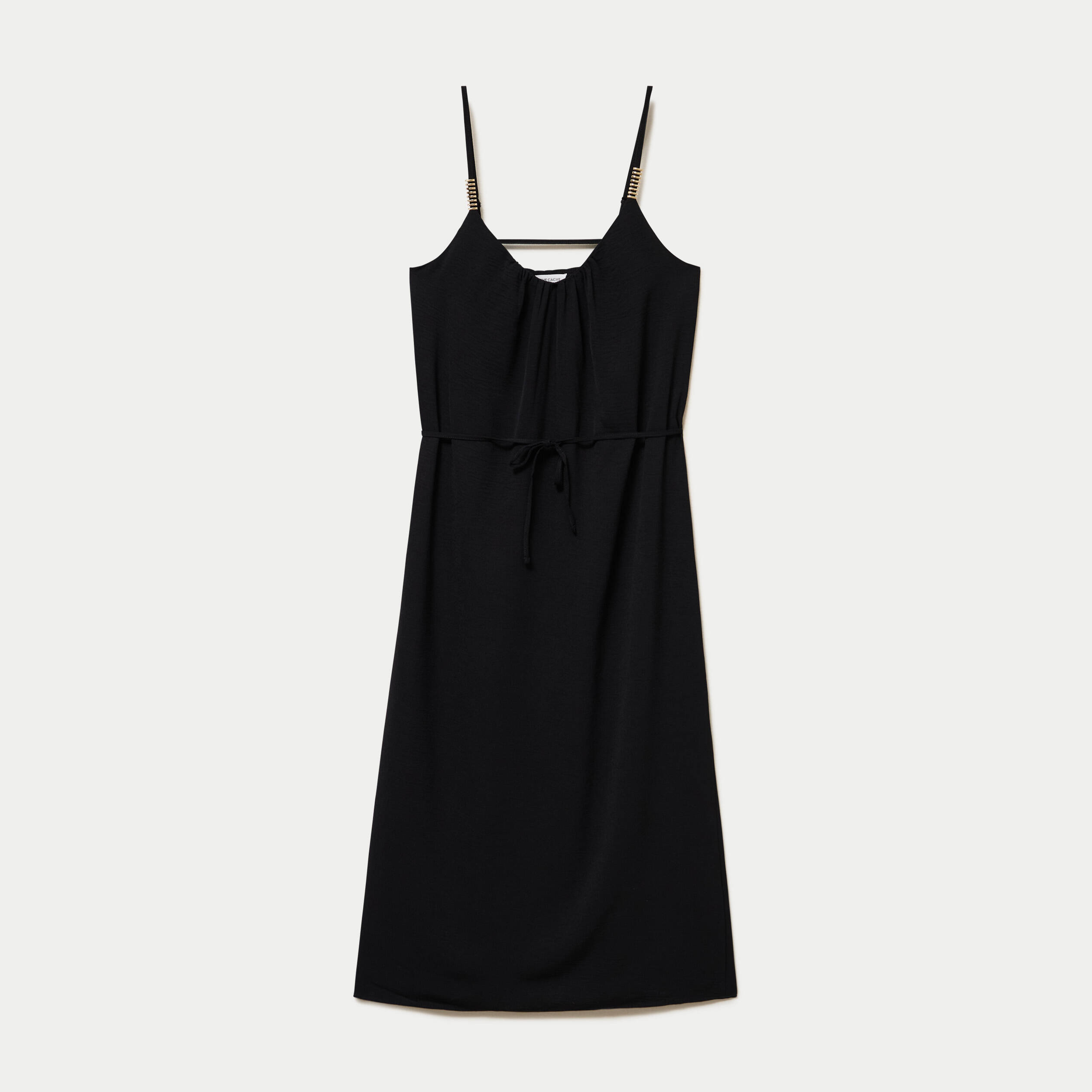 Robe longue &eacute;vas&eacute;e &agrave; fines bretelles noir femme