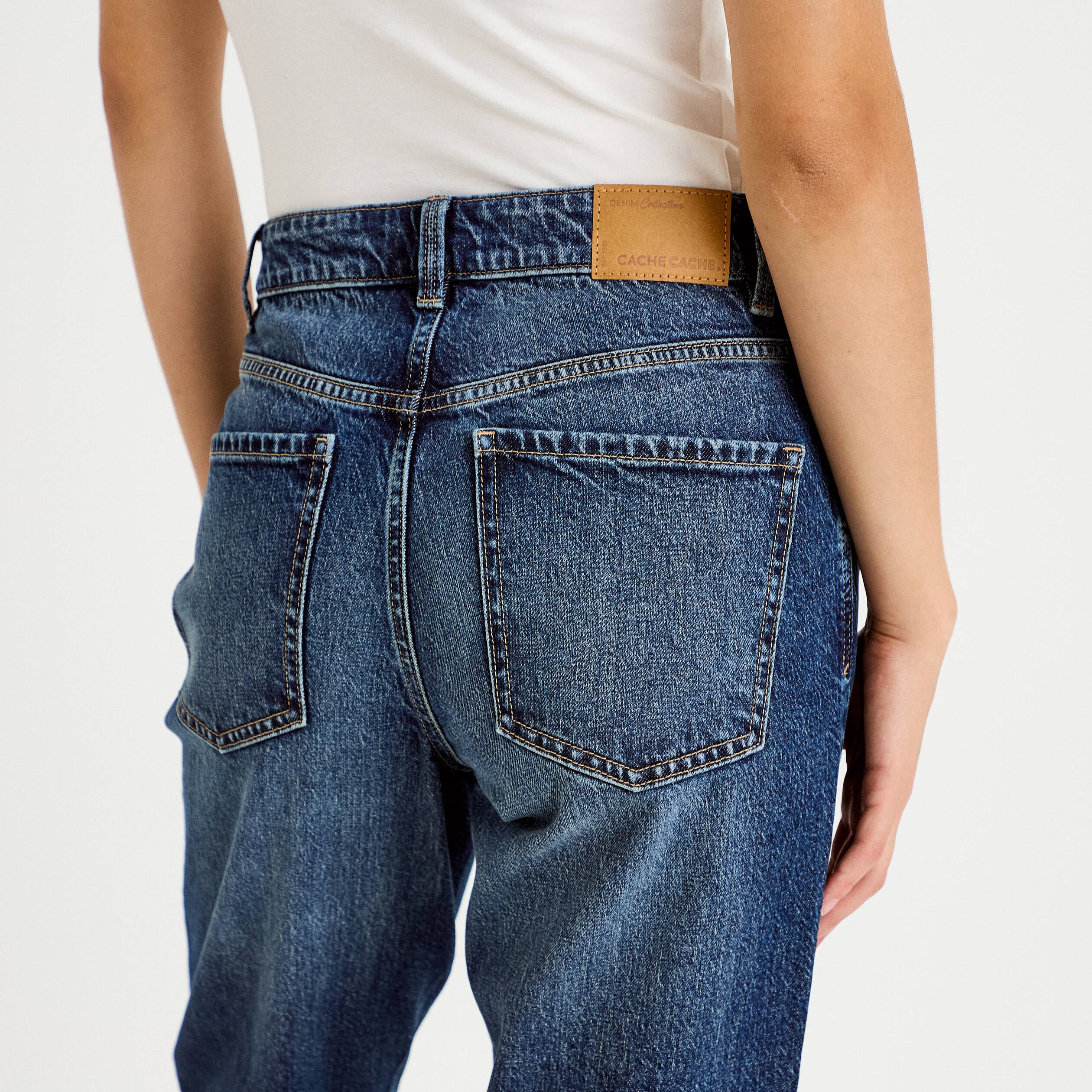 Jean droit taille standard bleu femme