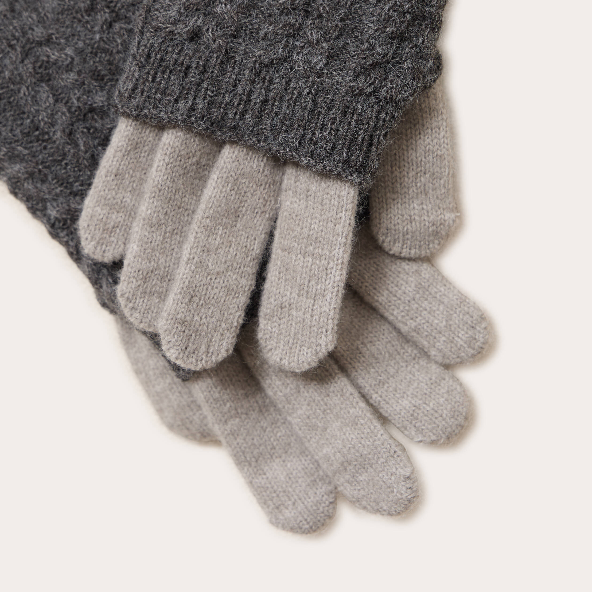 Gants mitaines 2-en-1 gris clair femme