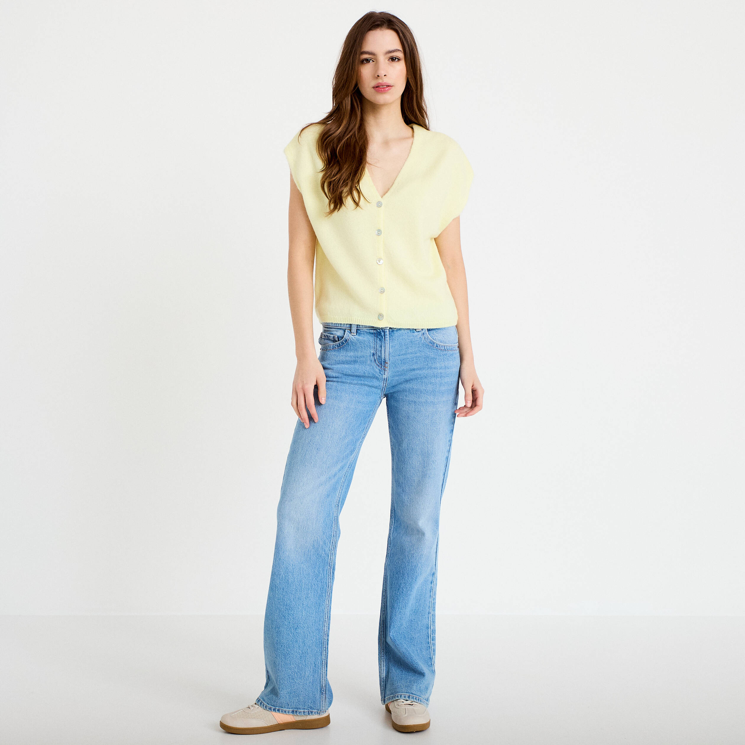 Gilet sans manches jaune clair femme