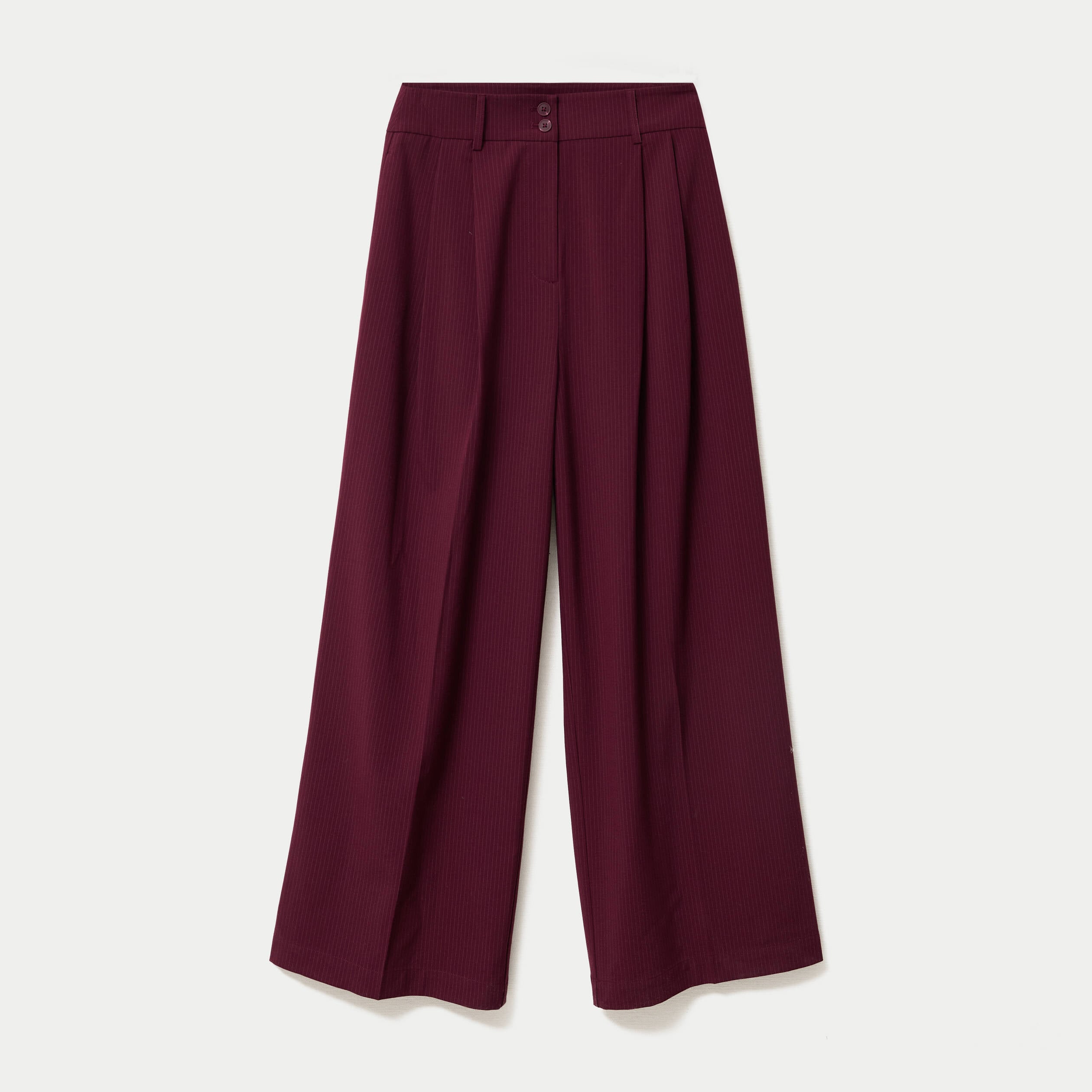 Pantalon large &agrave; pinces bordeaux femme