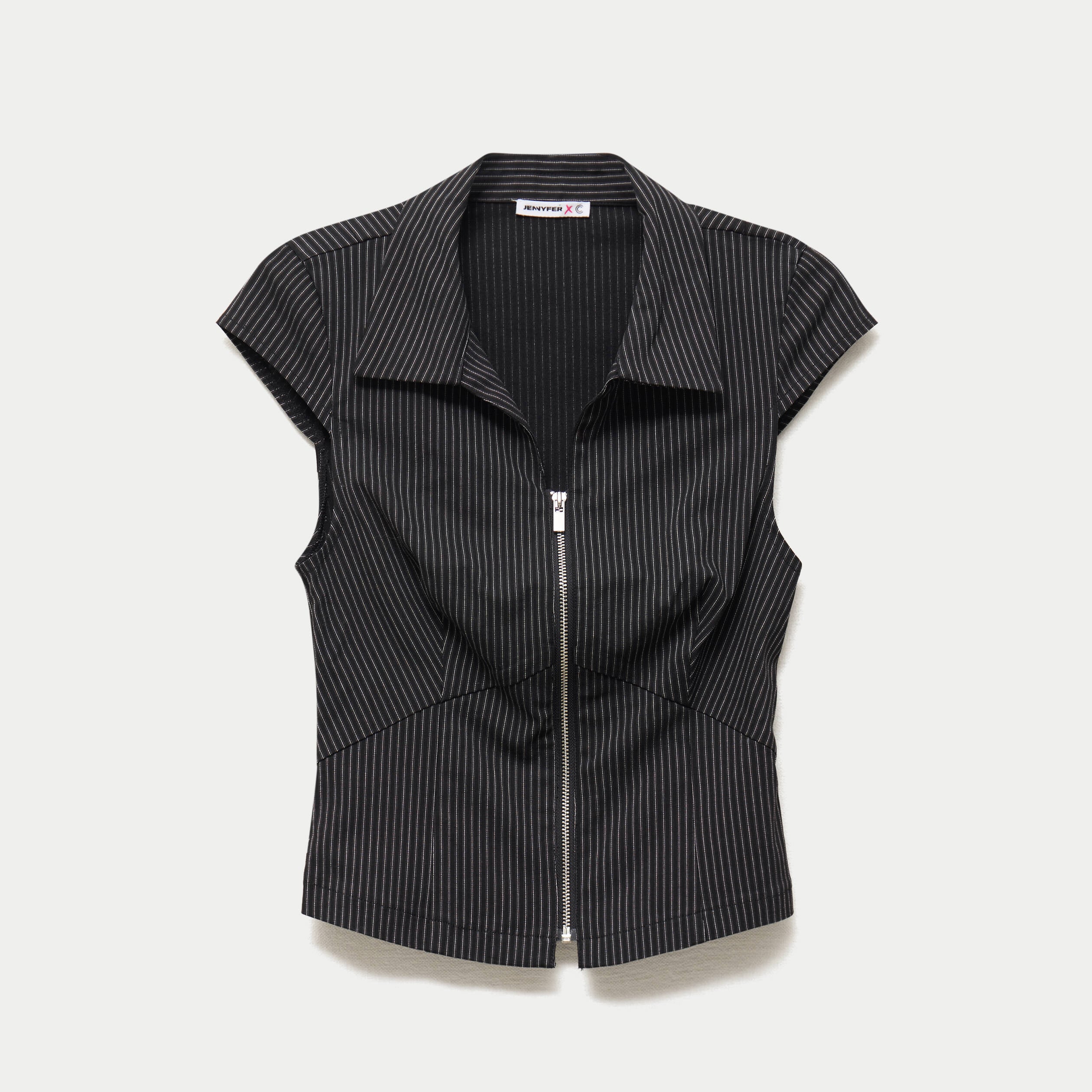 Chemise cintr&eacute;e manches courtes noir femme