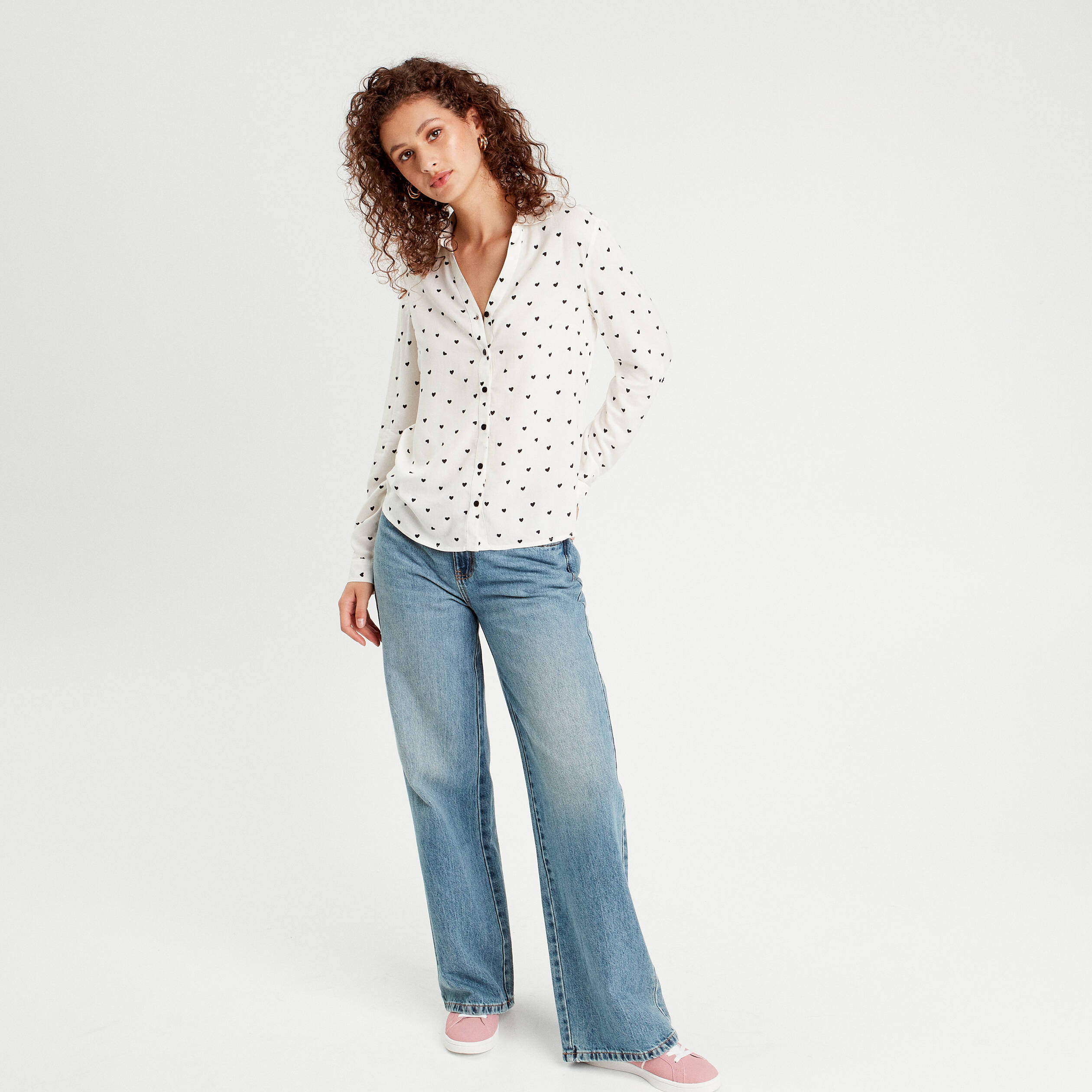 Chemise manches longues blanc femme