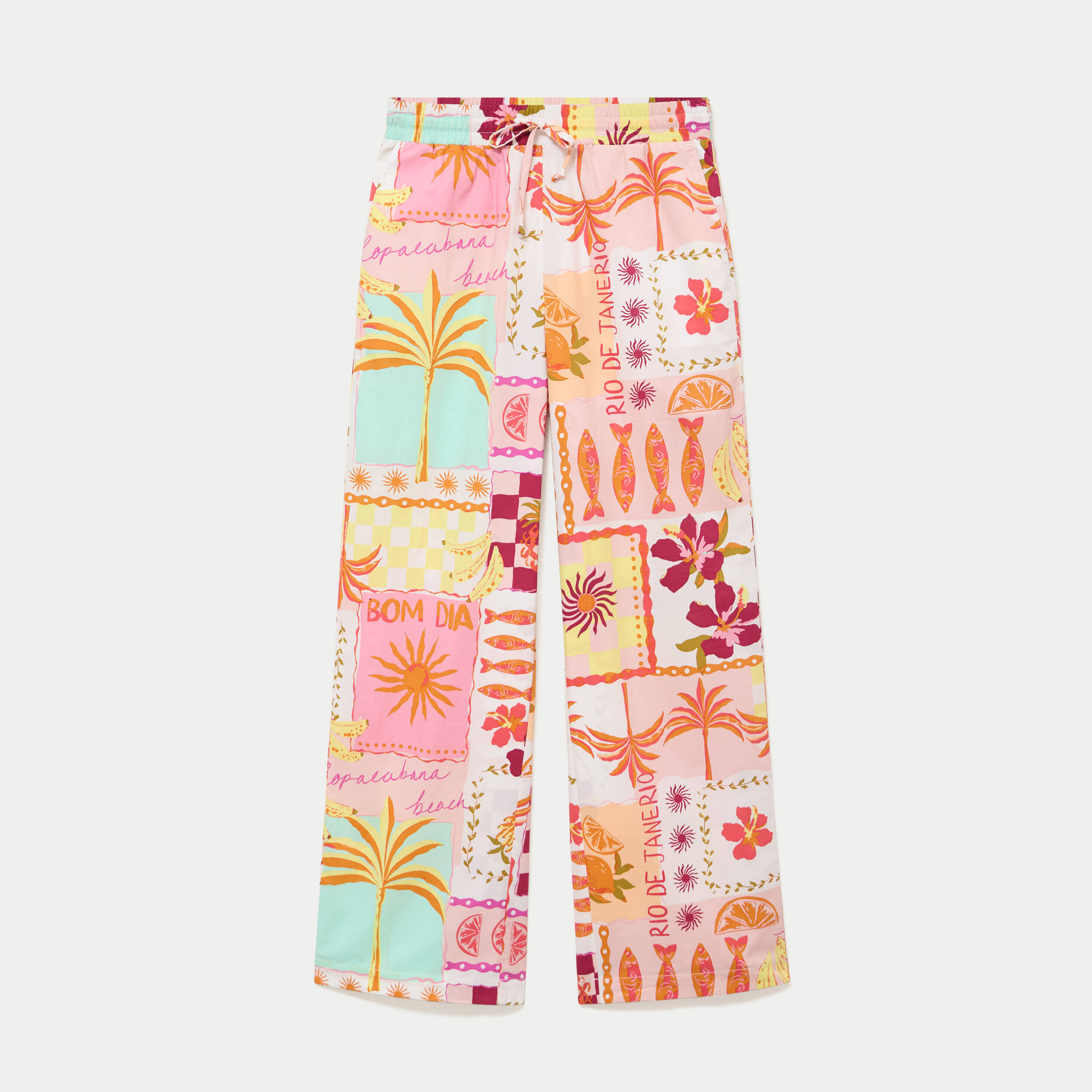 Pantalon large taille standard blanc femme