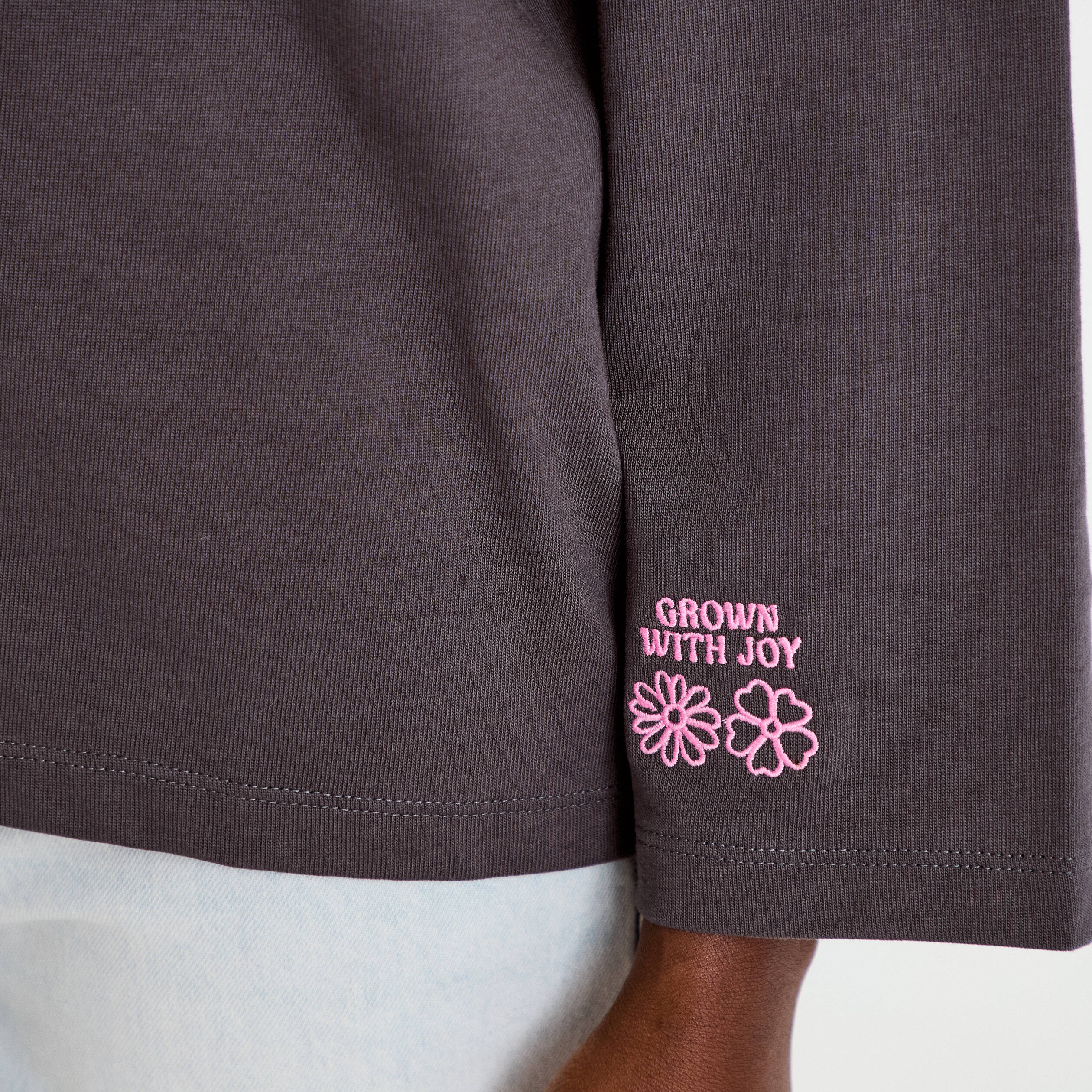 Sweat oversize col rond manches longues gris fonc&eacute; femme