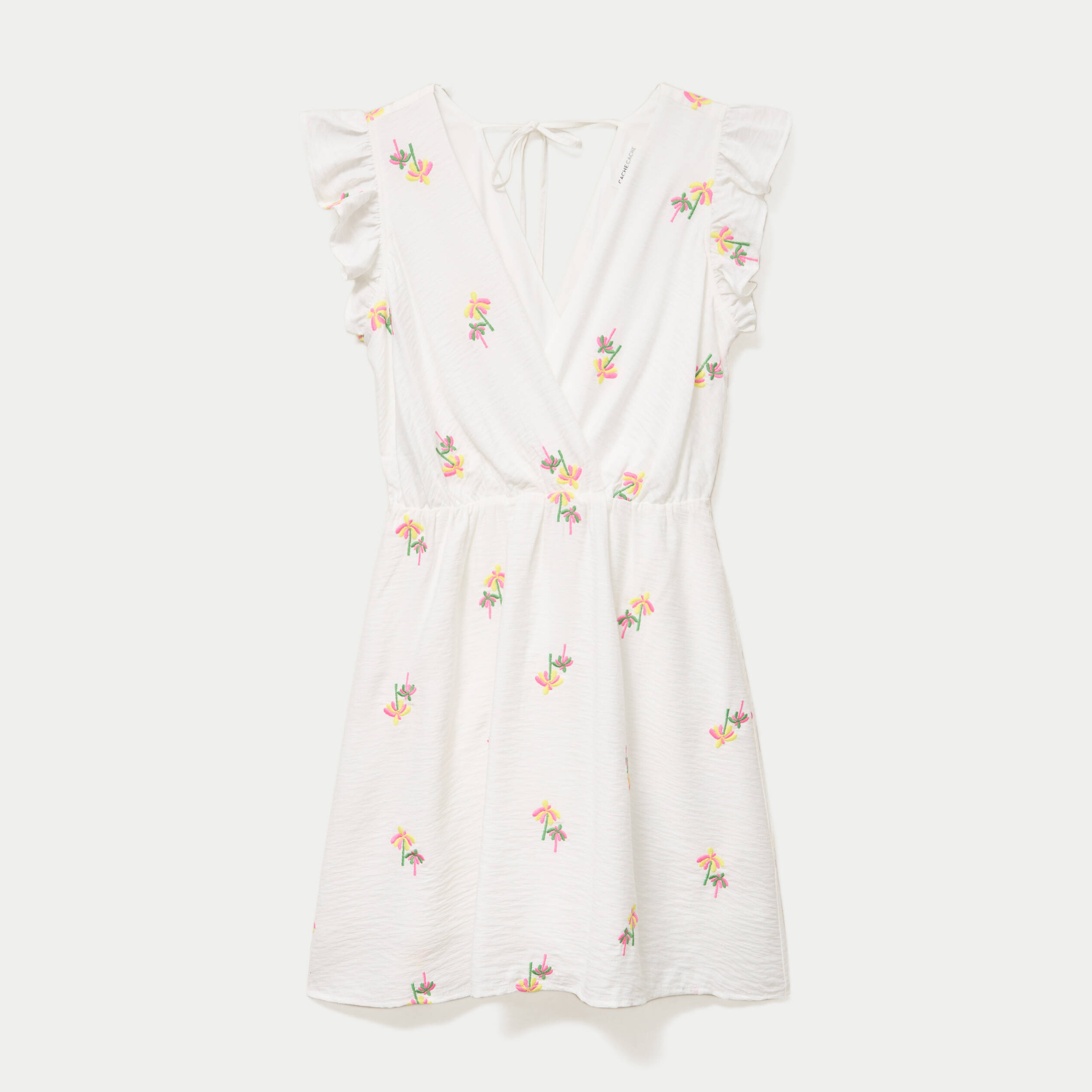 Robe courte &eacute;vas&eacute;e col coeur blanc femme
