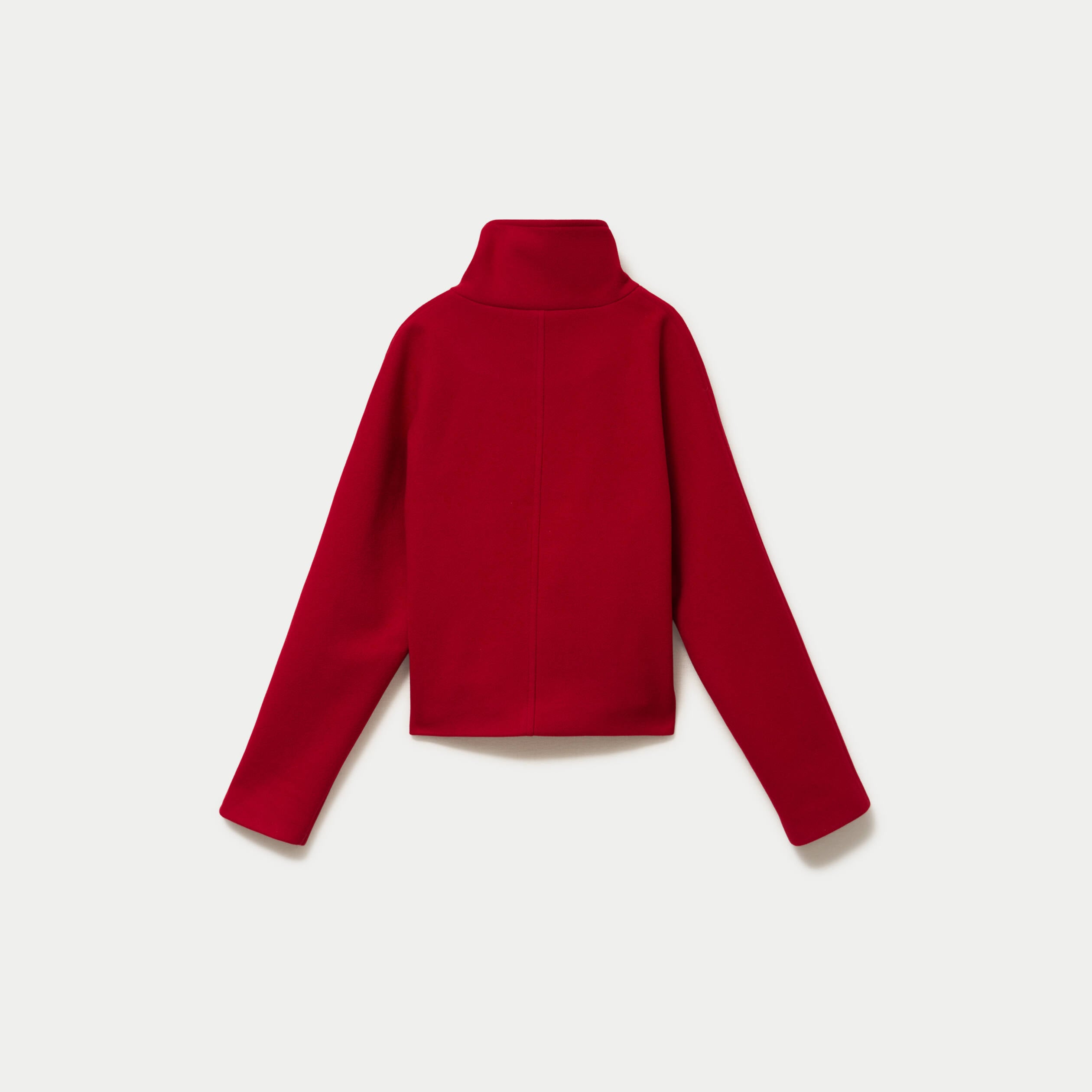 Veste chin&eacute;e col montant manches longues rouge femme