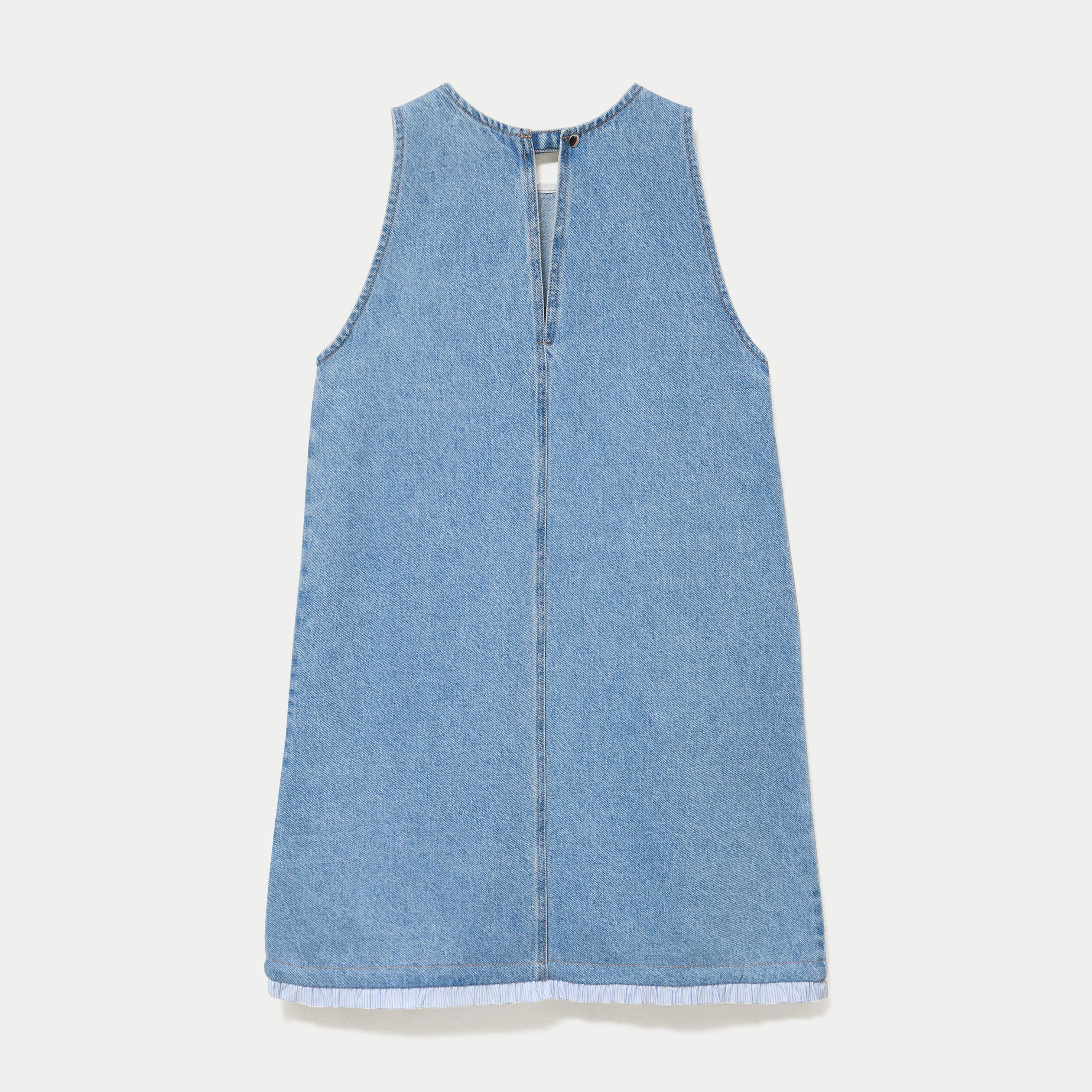 Robe droite courte en jean sans manches denim bleach femme