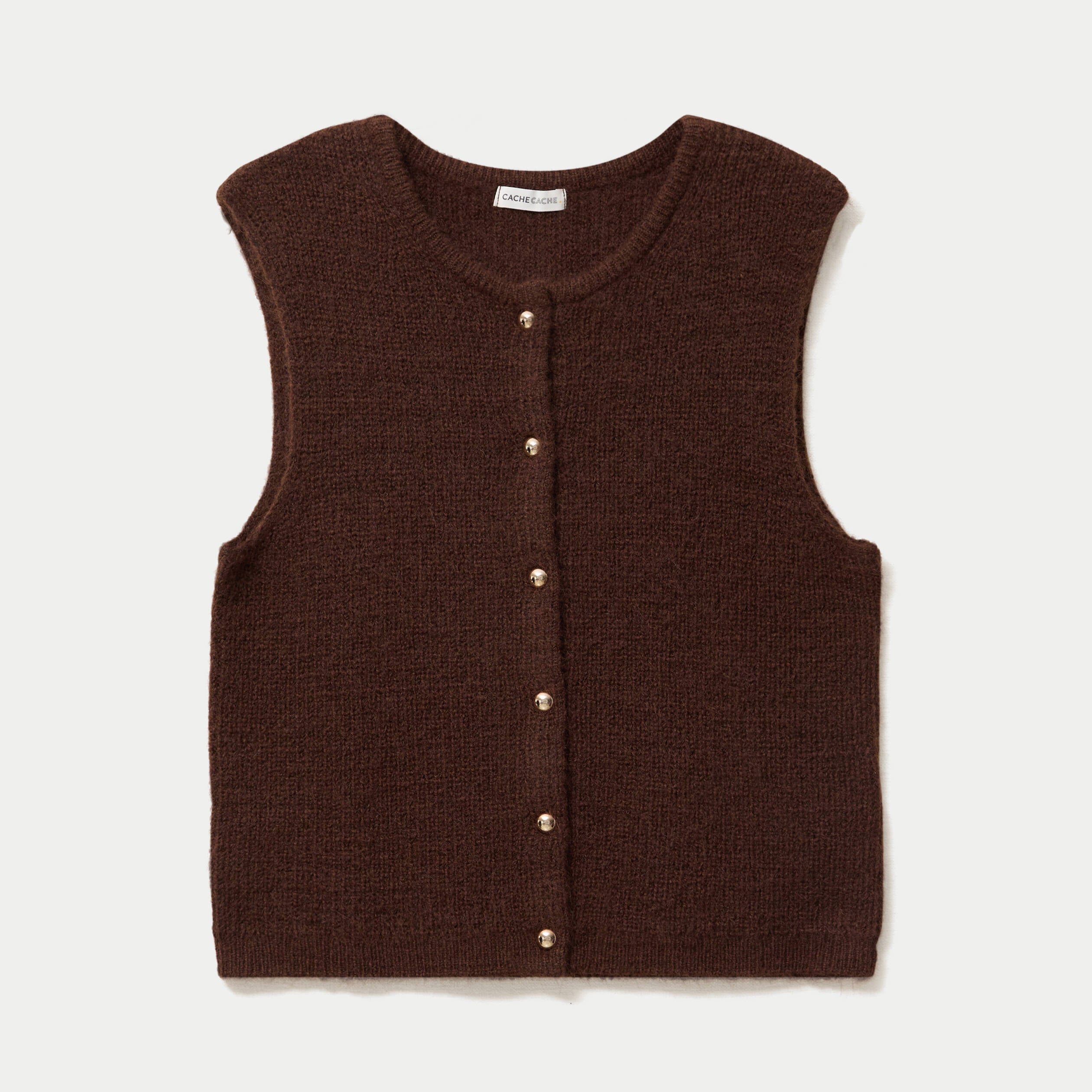Gilet sans manches marron fonc&eacute; femme