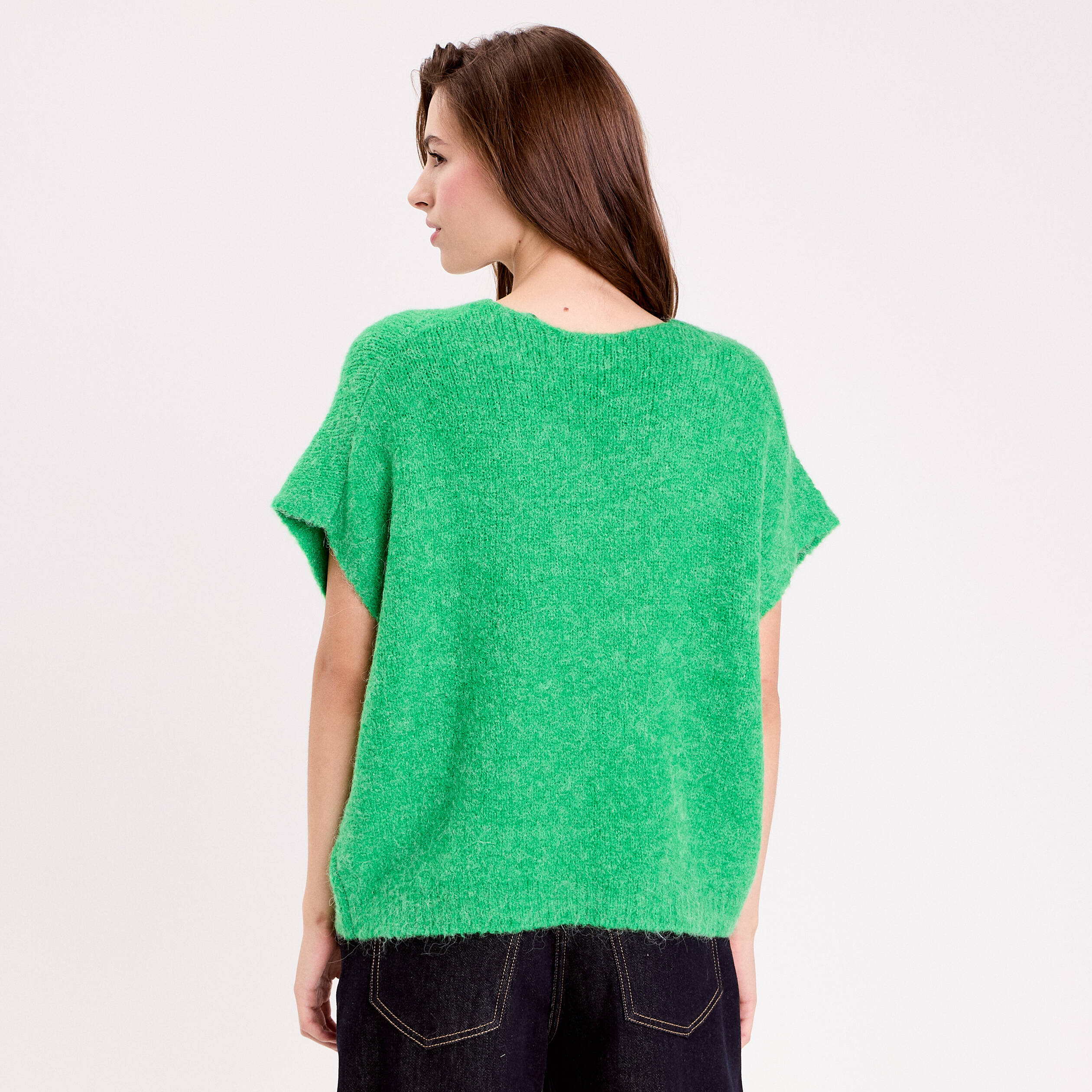Haut Sans Manches Col V Vert Foncé Avec Cravate - Taille S, Occasion Très Bon état
