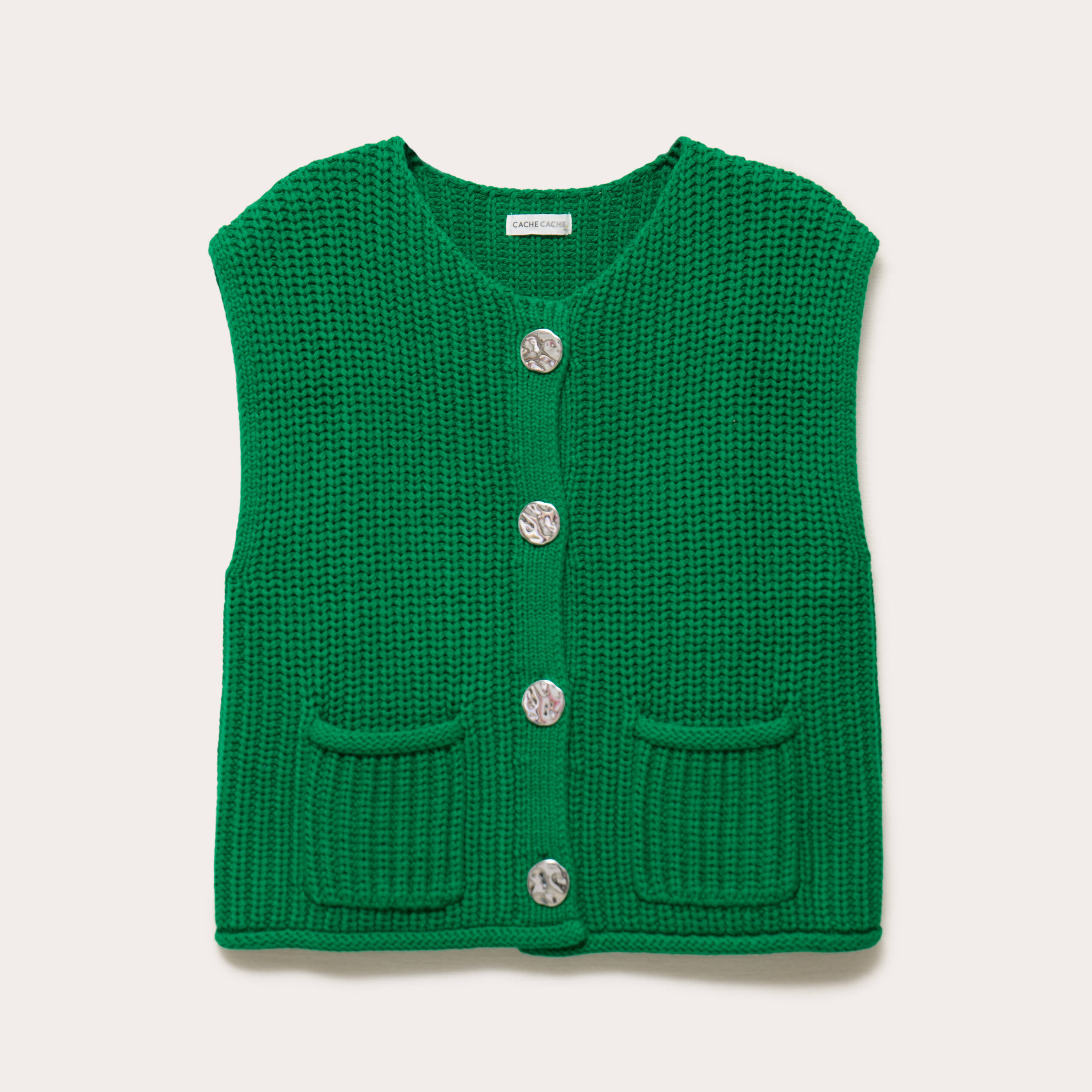 Gilet sans manches vert fonc&eacute; femme