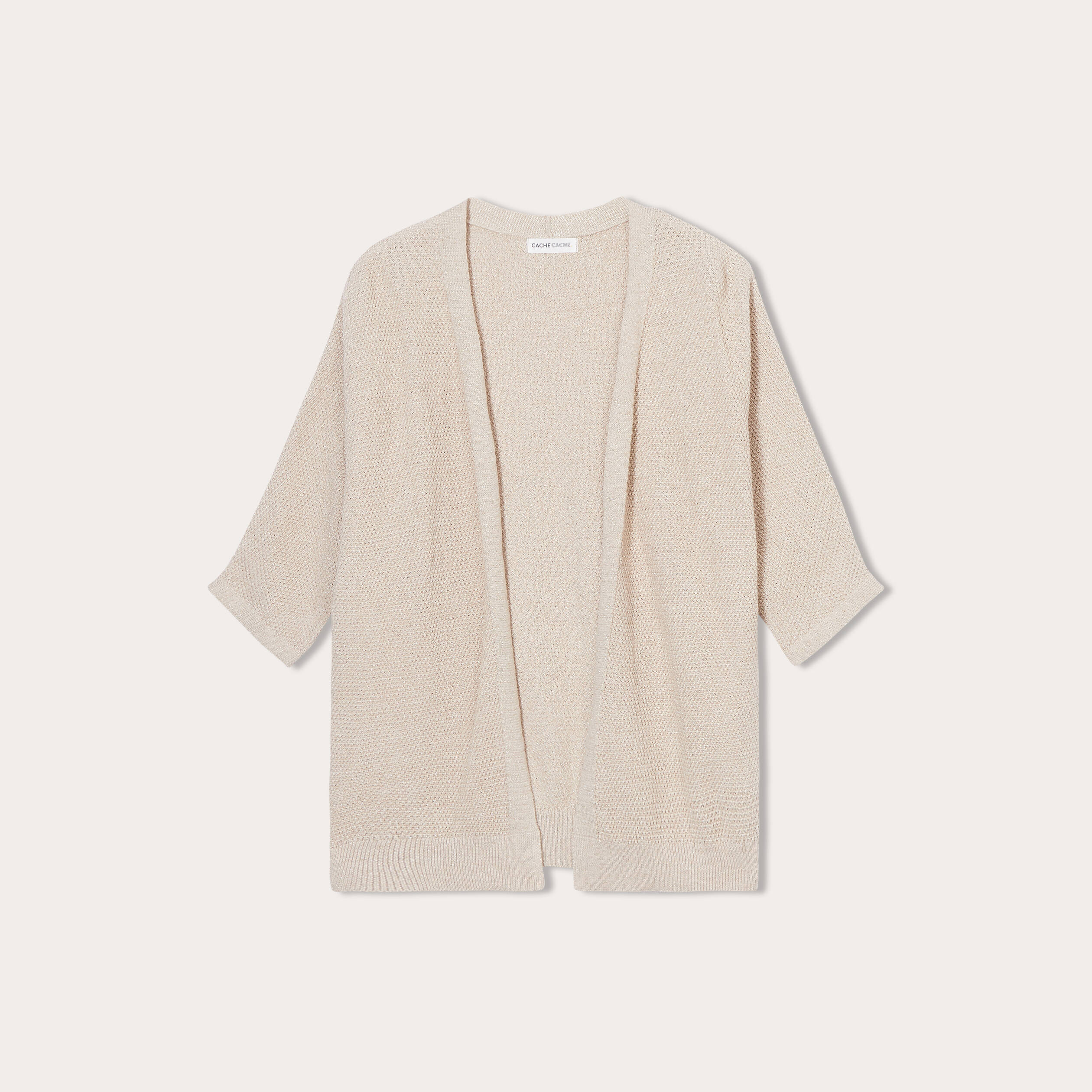 Gilet manches 3/4 beige femme