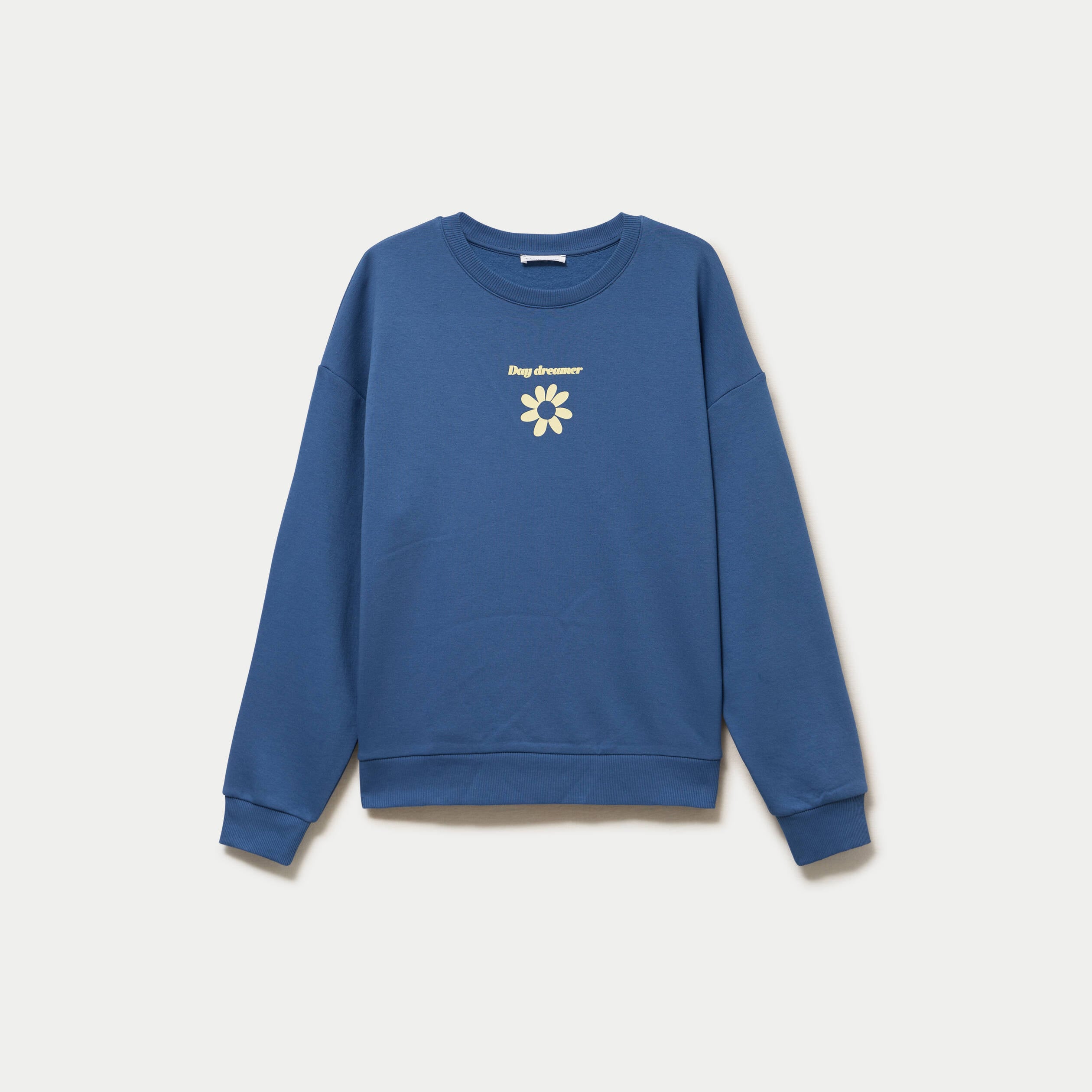 Sweat oversize col rond manches longues bleu fonc&eacute; femme