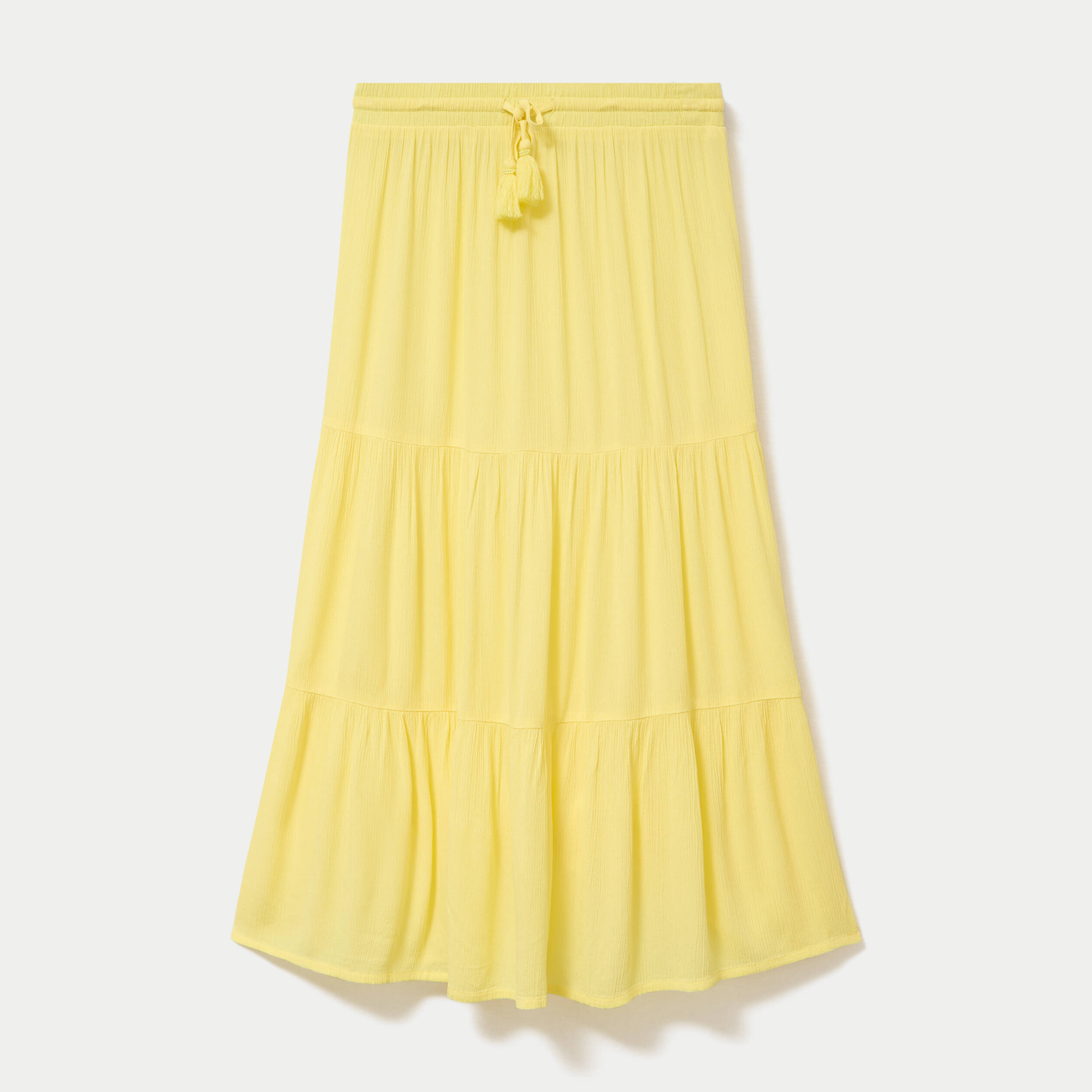 Jupe longue pliss&eacute;e &eacute;vas&eacute;e jaune pastel femme