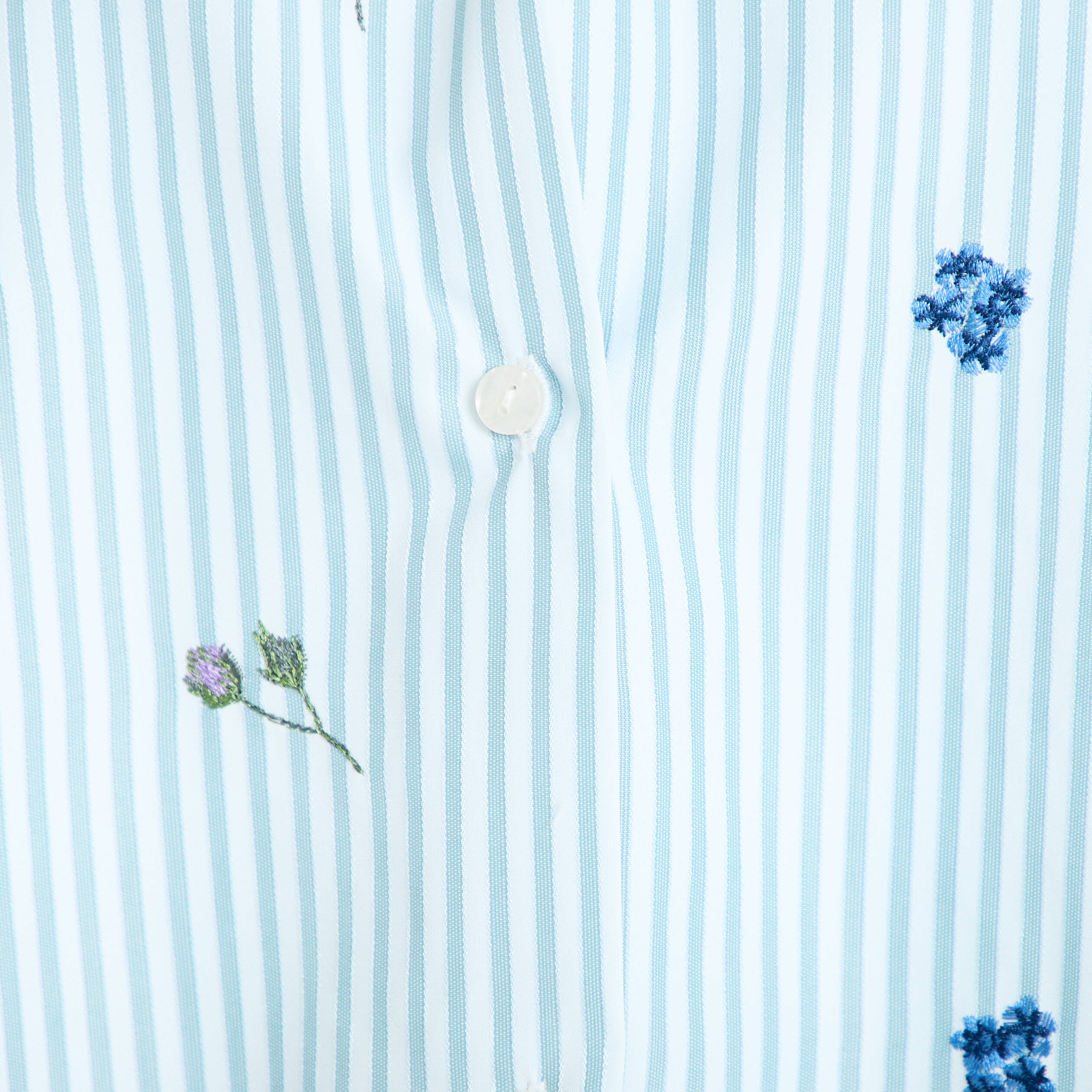 Chemise oversize brod&eacute;e Bridgerton bleu clair femme