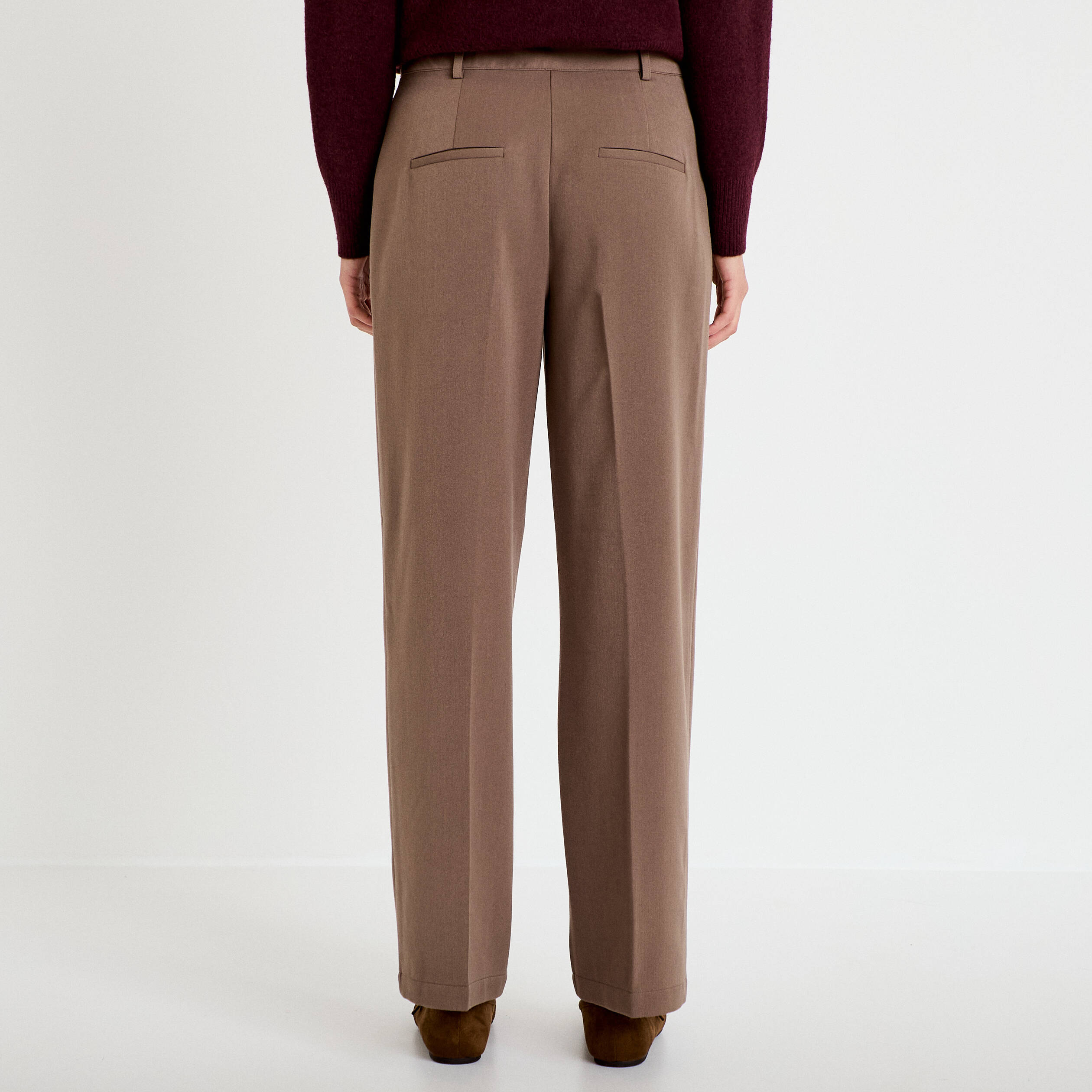 Pantalon large ventre plat taupe femme