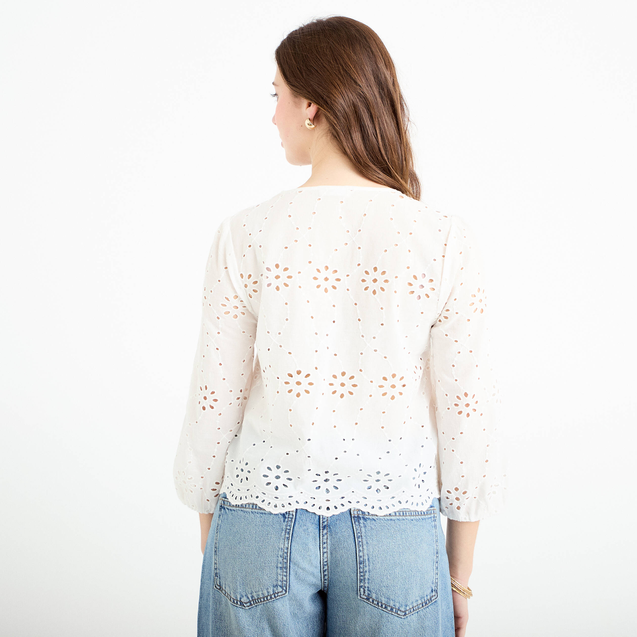 Blouse broderie anglaise ecru femme