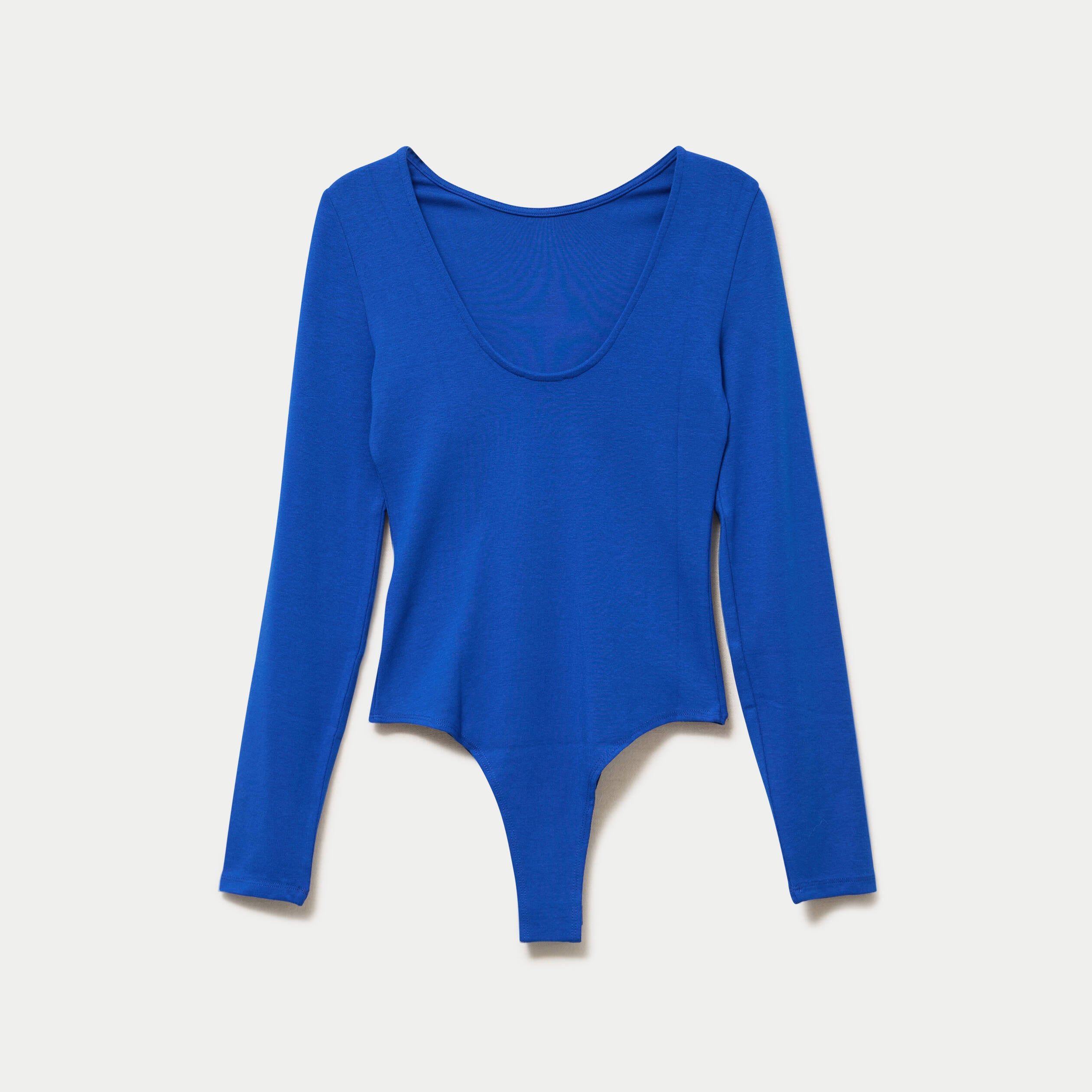 Body cintr&eacute; manches longues bateau bleu electrique femme